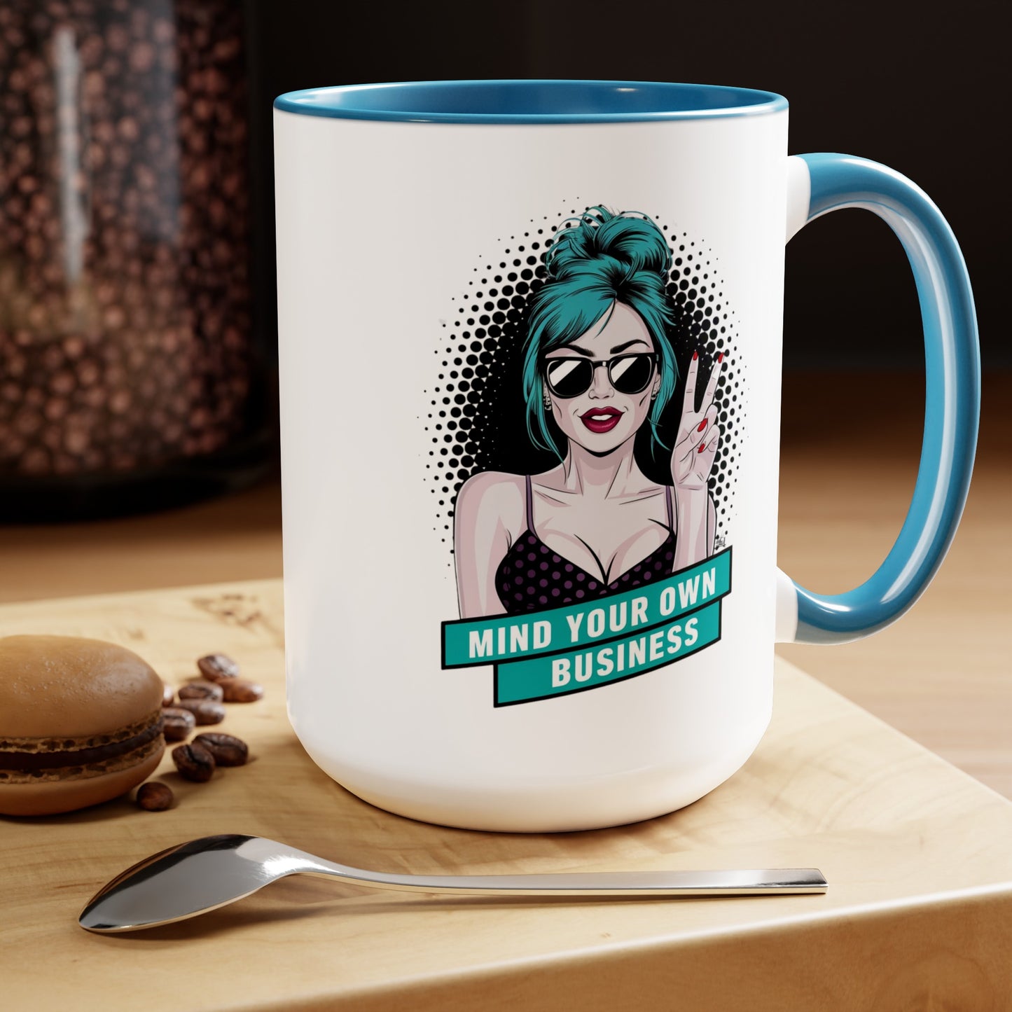 PopArt Girl Mind Your Own Business 15oz Coffee Mug