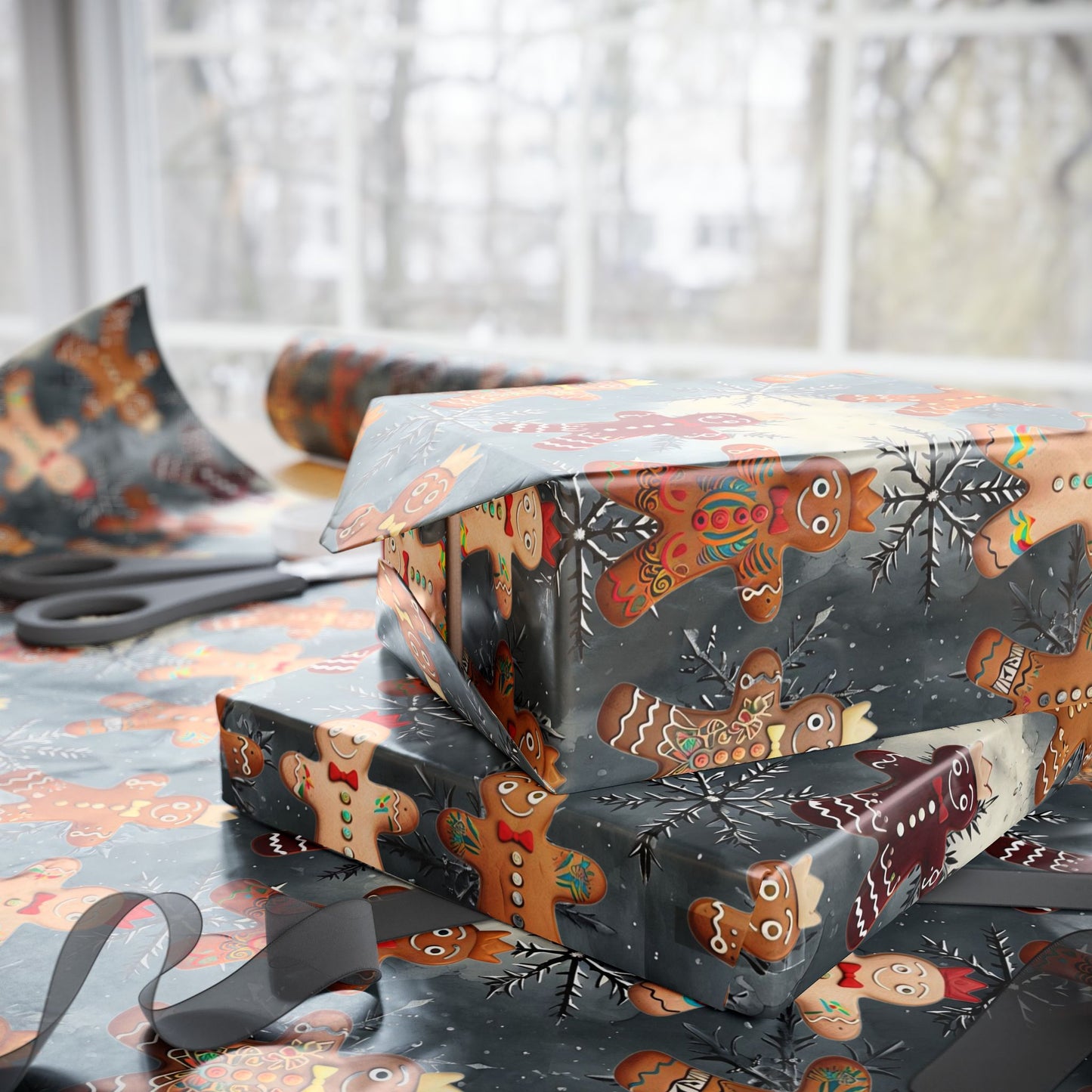 Wrapping Paper - Tattooed Gingerbread Men (Multiple lengths)