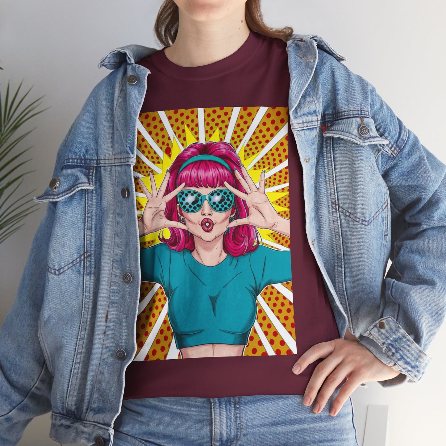 Sexy Retro PopArt Girl Vibrant Colors Unisex heavy cotton Tshirt