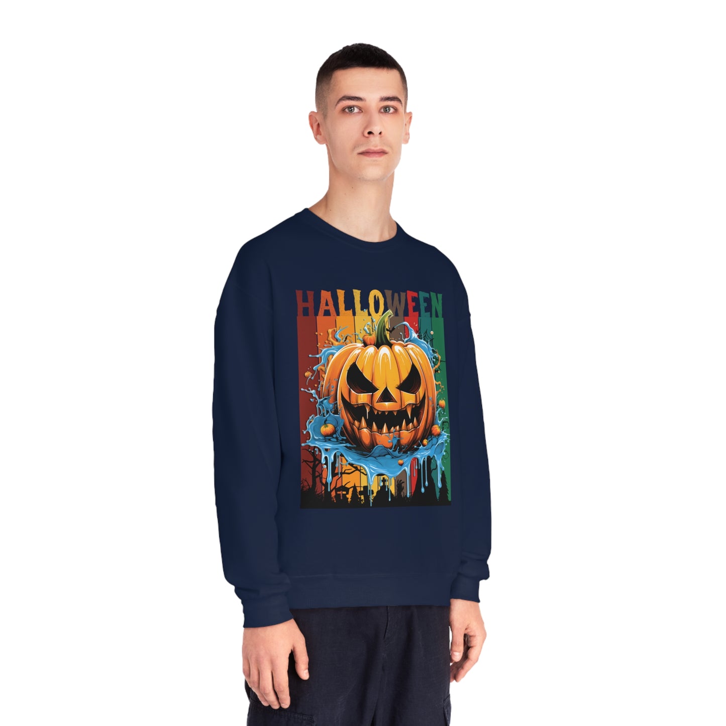 Scary Pumpkin Halloween Unisex NuBlend® Crewneck Sweatshirt