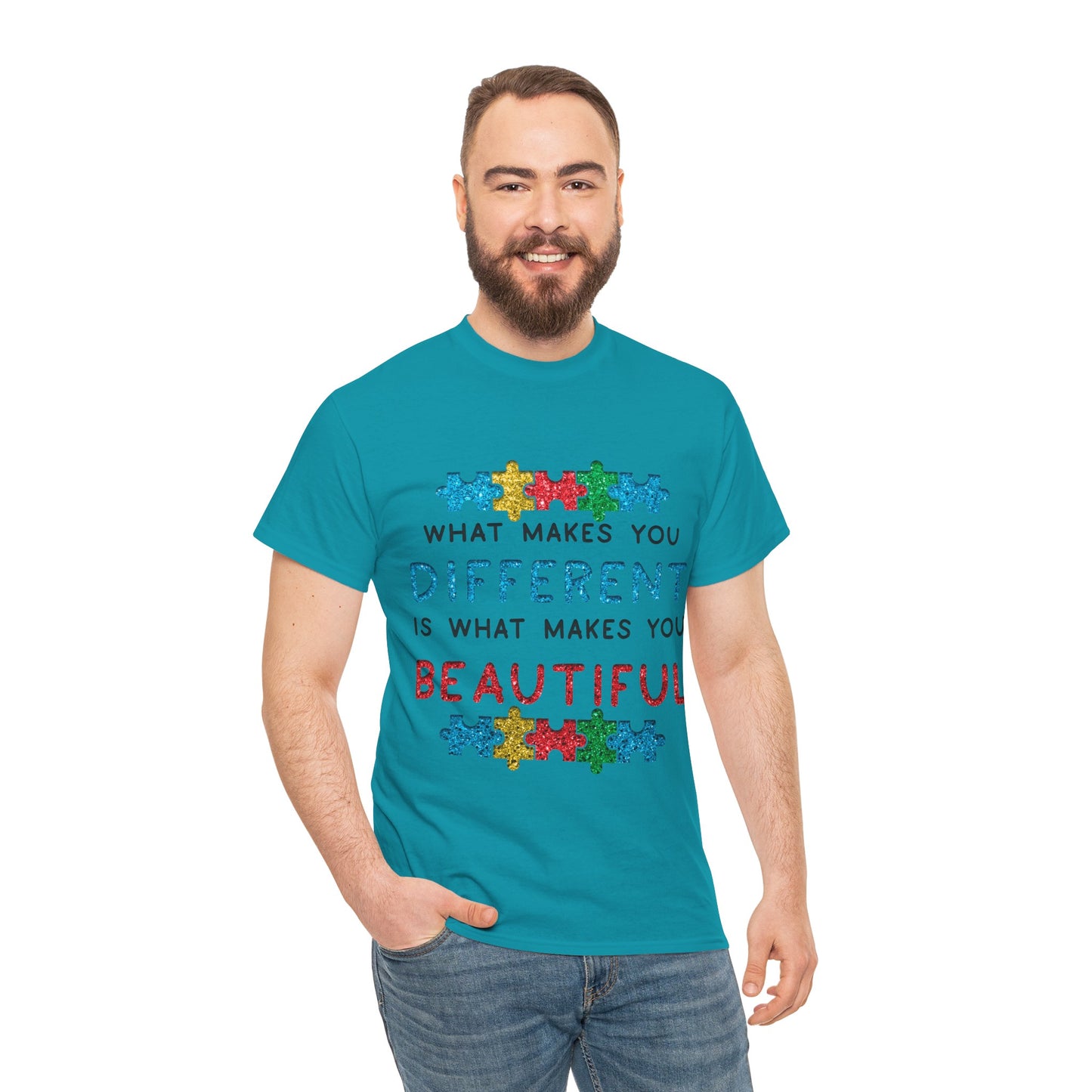 Autism WHAT MAKES YOU DIFFERENT IS WHAT MAKES YOU BEAUTIFUL T-shirt Unisex Heavy Cotton