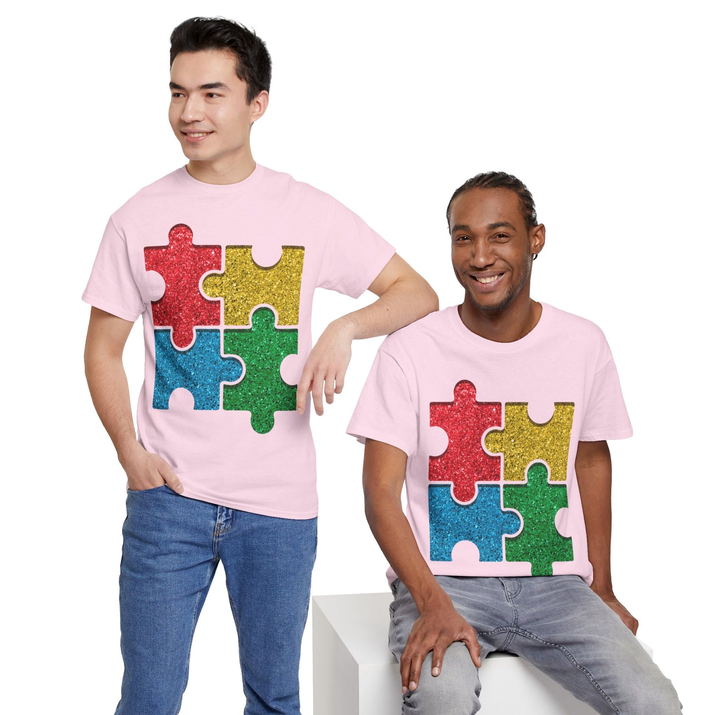 Autism Puzzle Pieces T-shirt Unisex Heavy Cotton