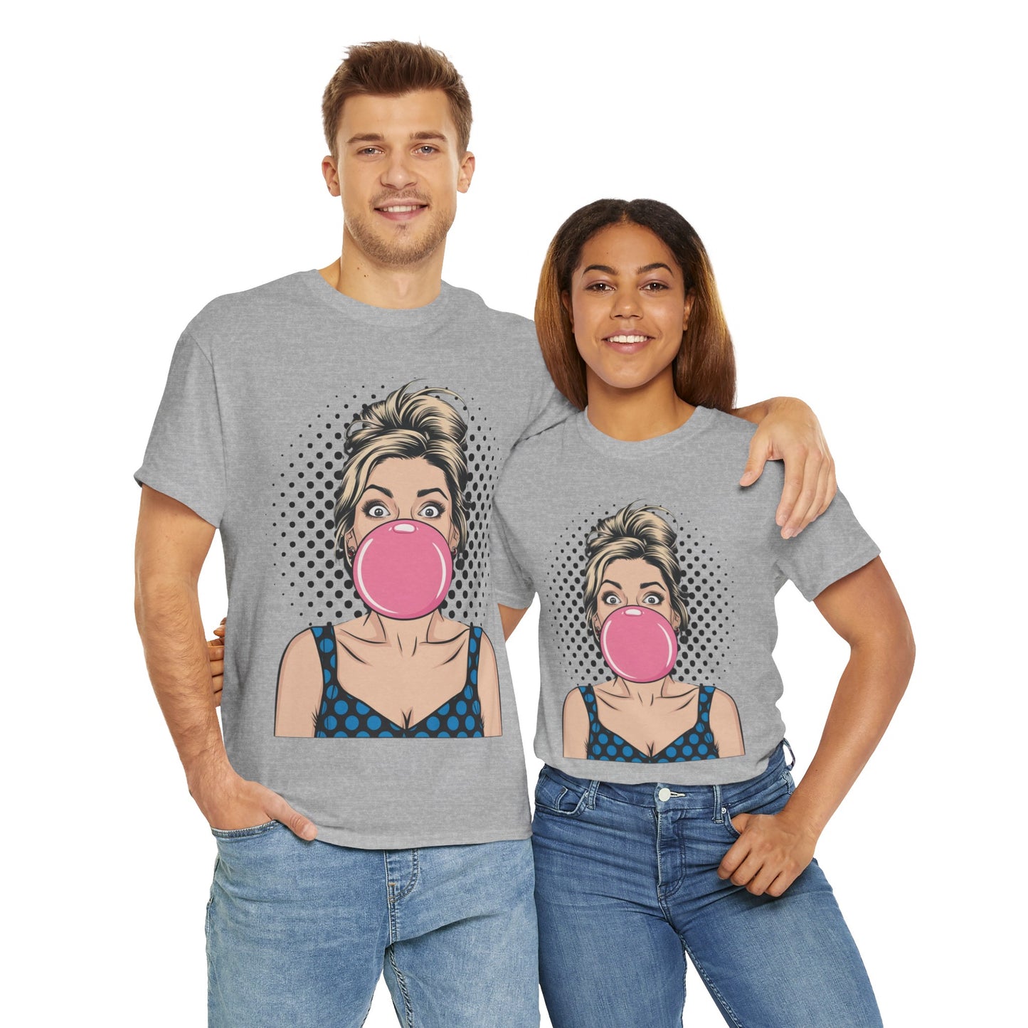 PopArt Girl Bubble Gum Bubble Tshirt unisex heavy cotton