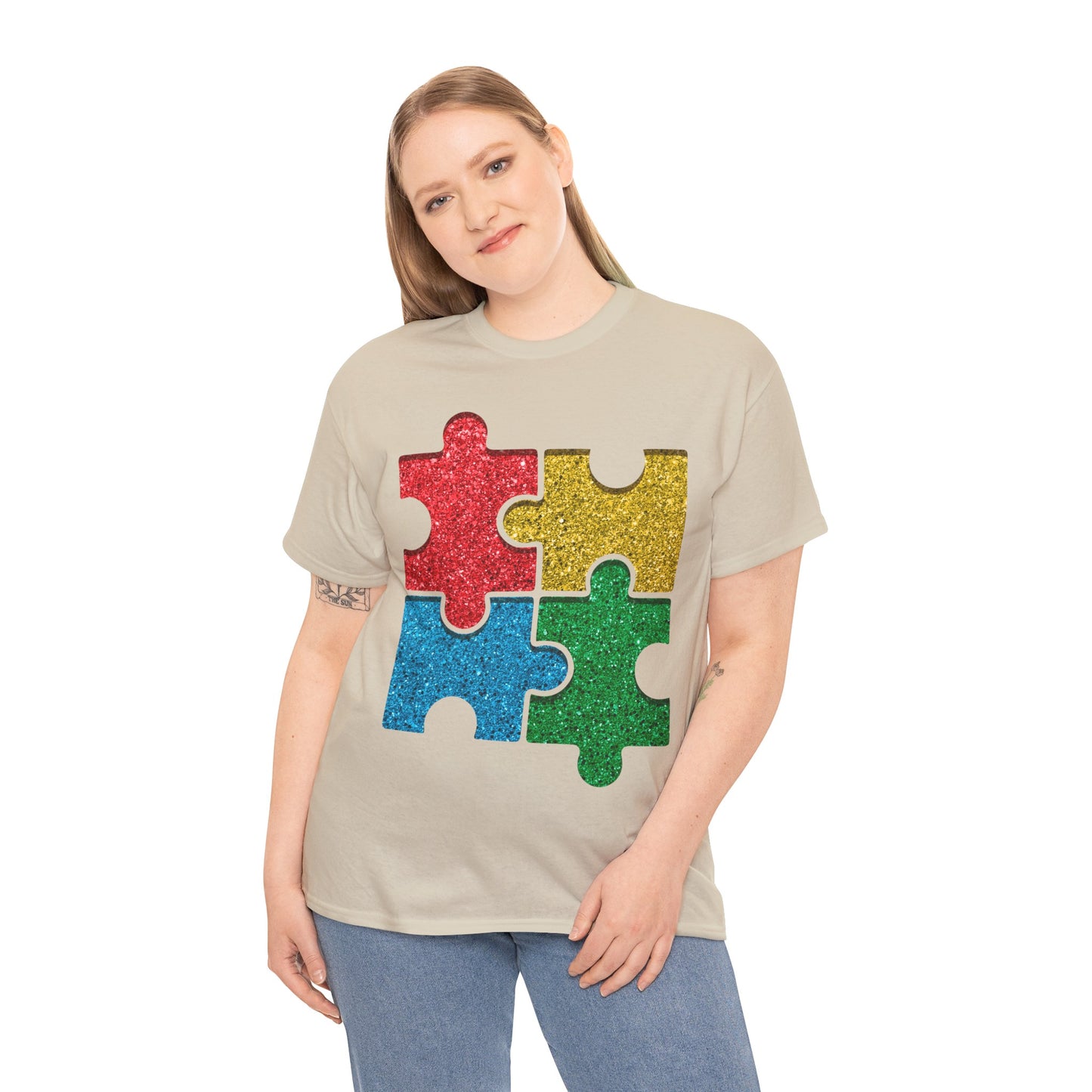 Autism Puzzle Pieces T-shirt Unisex Heavy Cotton