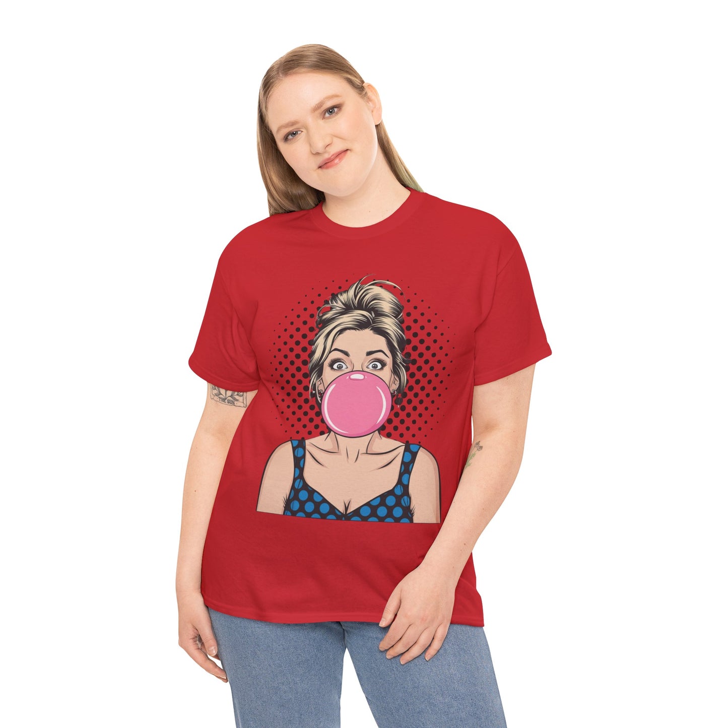 PopArt Girl Bubble Gum Bubble Tshirt unisex heavy cotton
