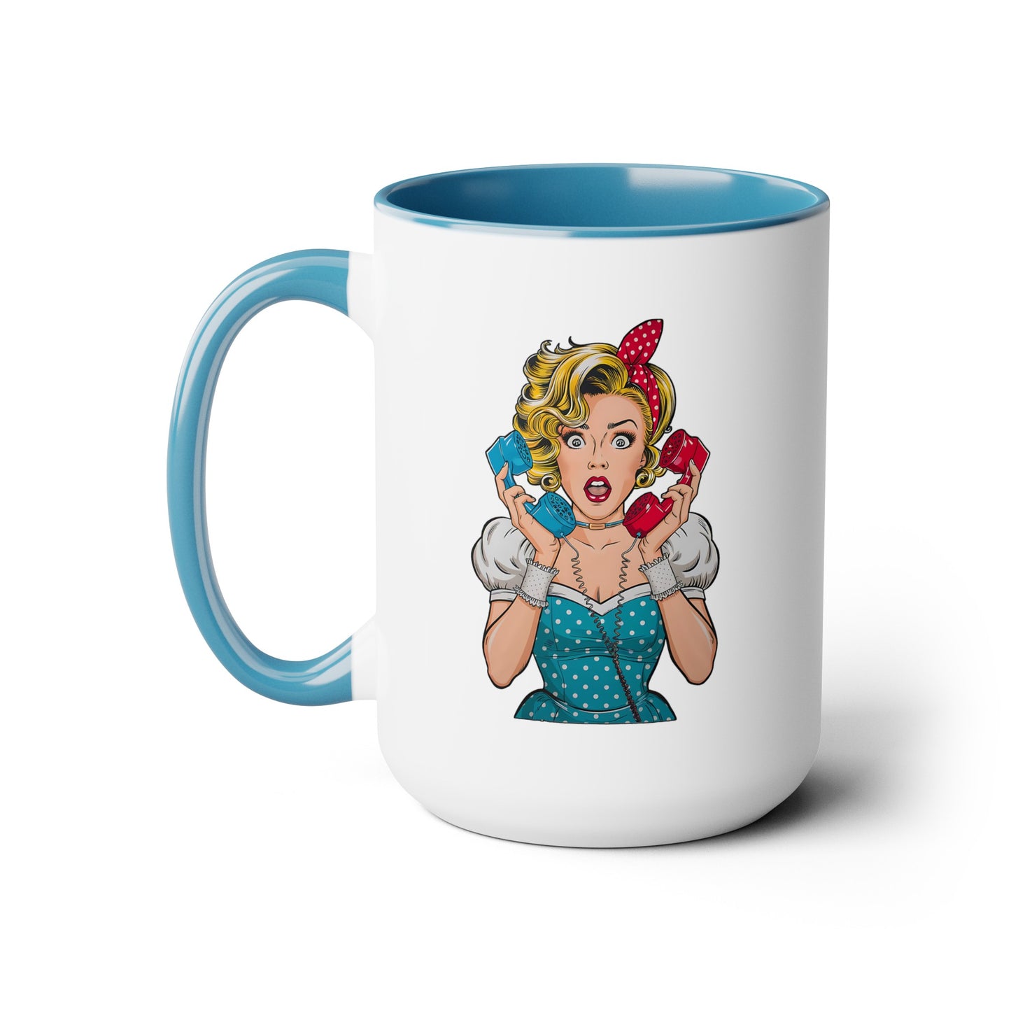 PopArt Girl on Telephone 15oz Coffee Mug