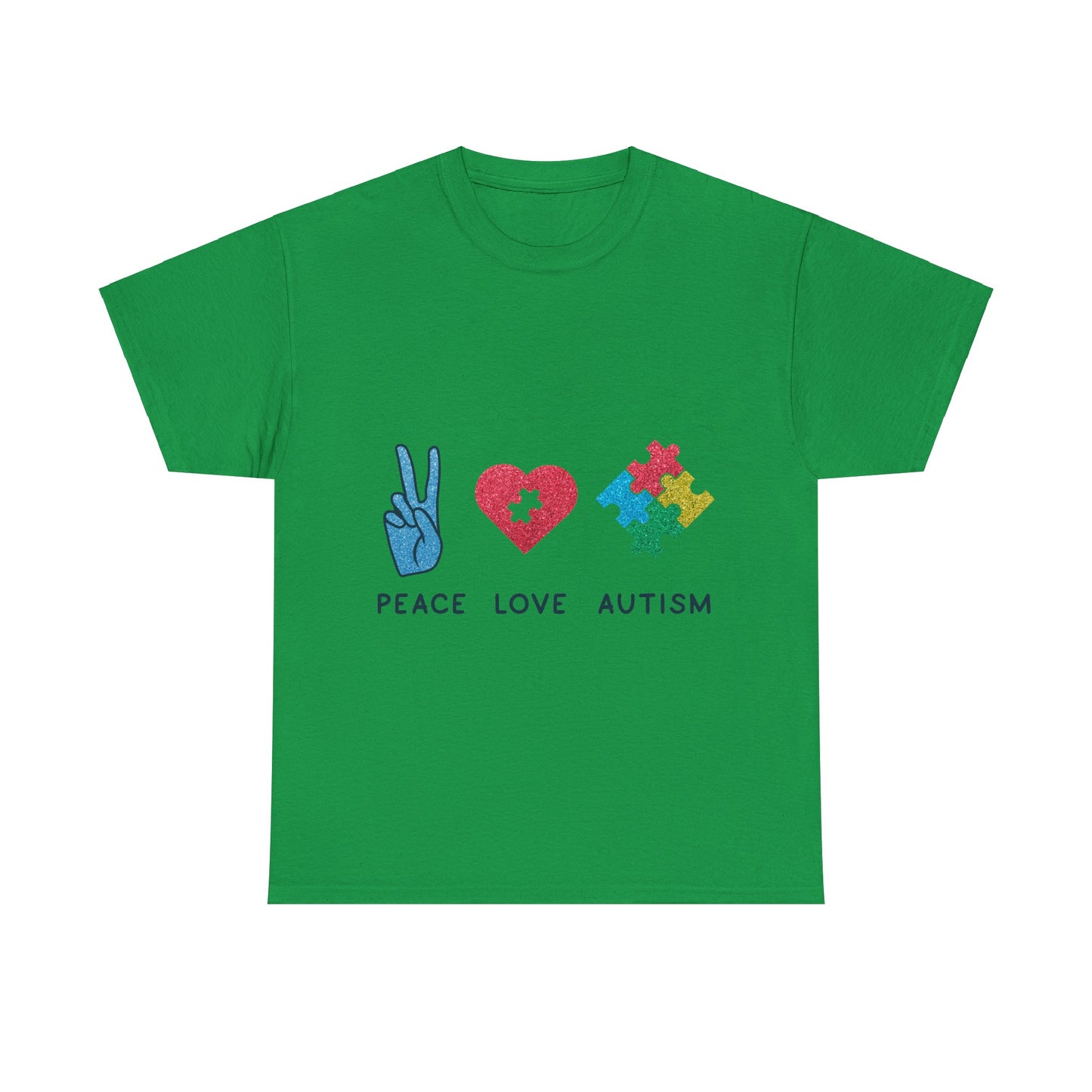 Autism Peace Love Autism T-shirt Unisex Heavy Cotton