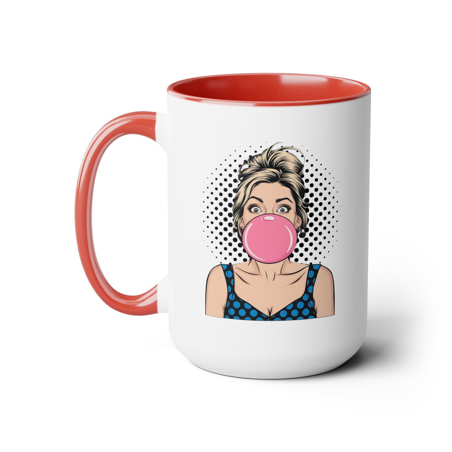 Sexy PopArt Girl with Large Bubble Gum Bubble 15oz Coffee Mug