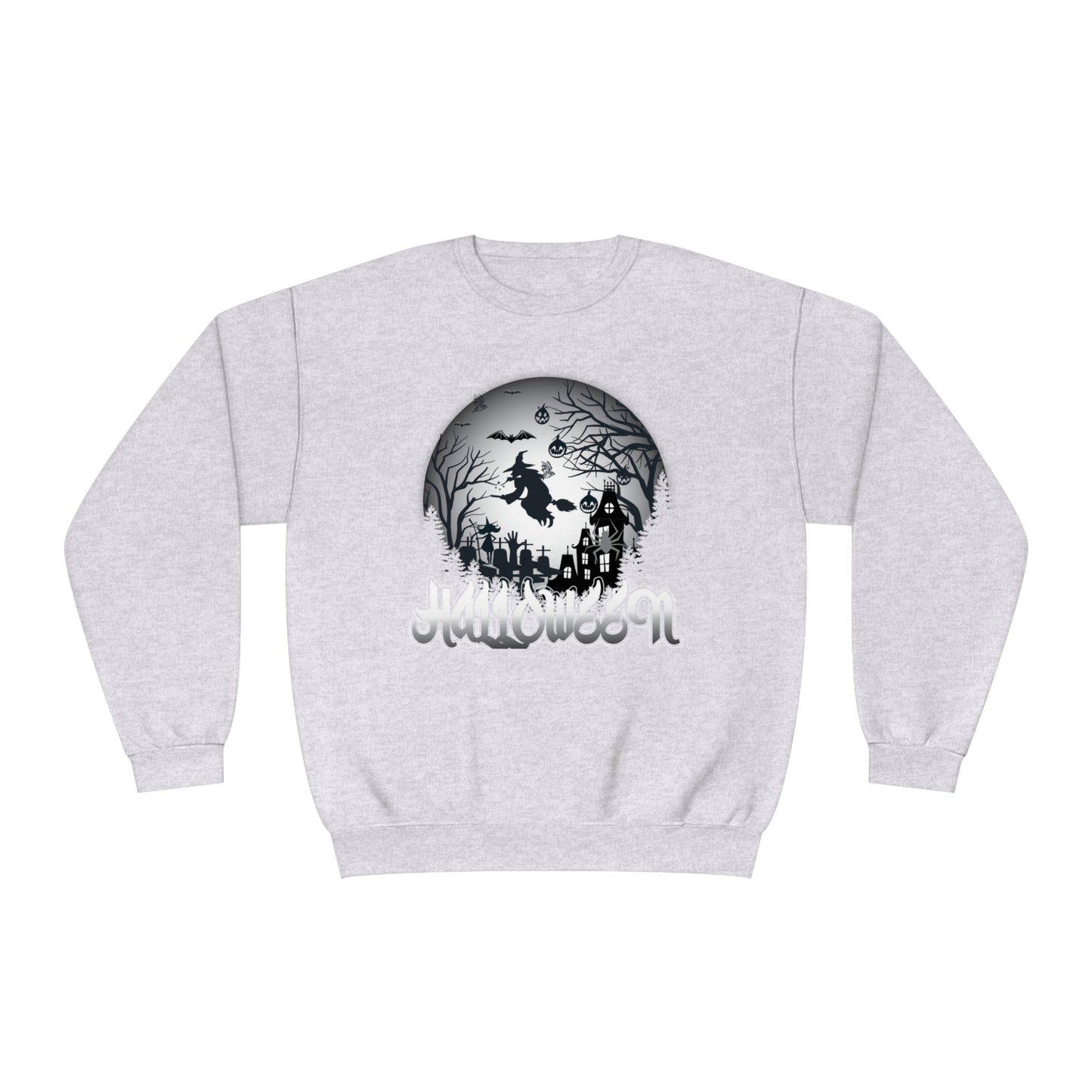 Halloween Globe Flying Witch Unisex NuBlend® Crewneck Sweatshirt