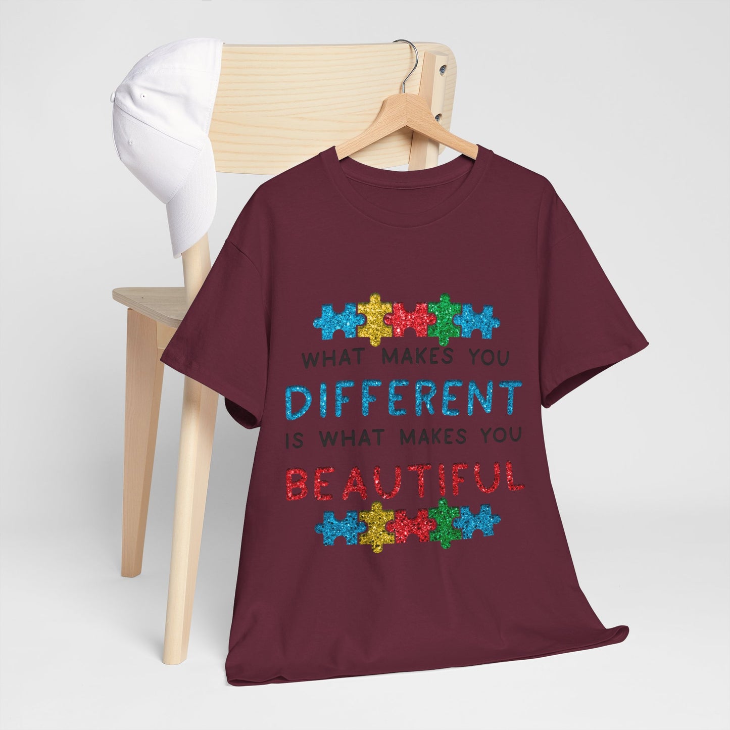 Autism WHAT MAKES YOU DIFFERENT IS WHAT MAKES YOU BEAUTIFUL T-shirt Unisex Heavy Cotton