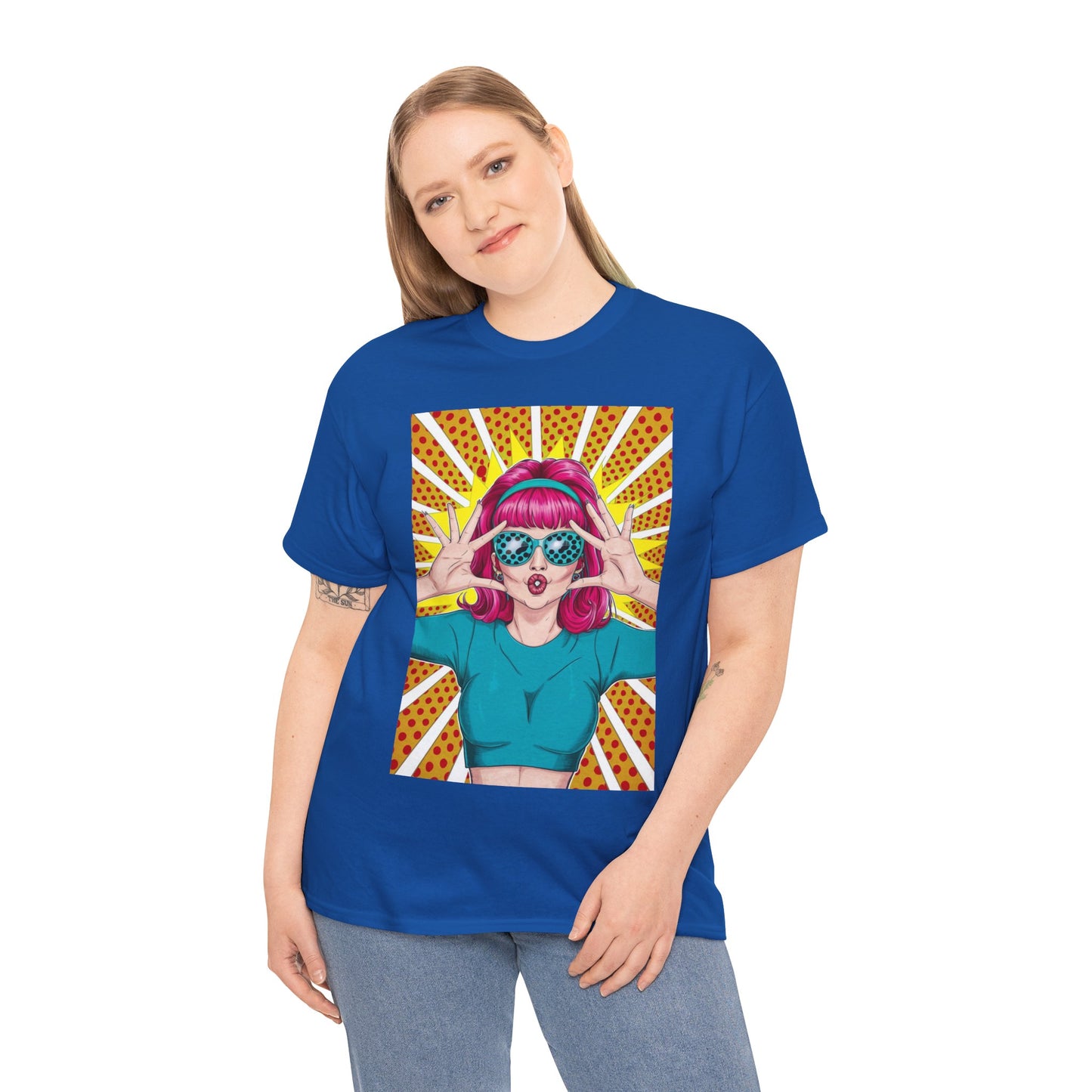 Sexy Retro PopArt Girl Vibrant Colors Unisex heavy cotton Tshirt