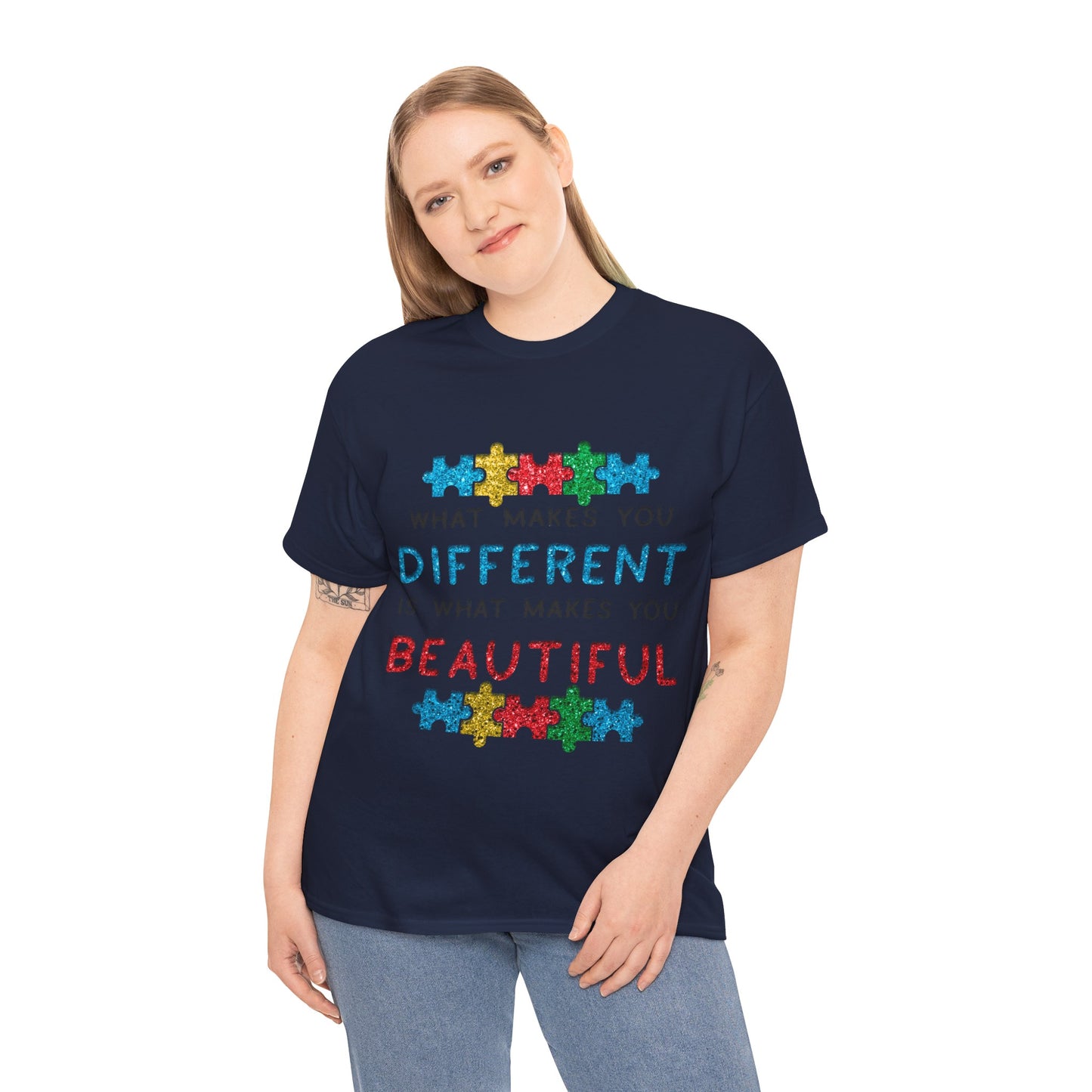 Autism WHAT MAKES YOU DIFFERENT IS WHAT MAKES YOU BEAUTIFUL T-shirt Unisex Heavy Cotton