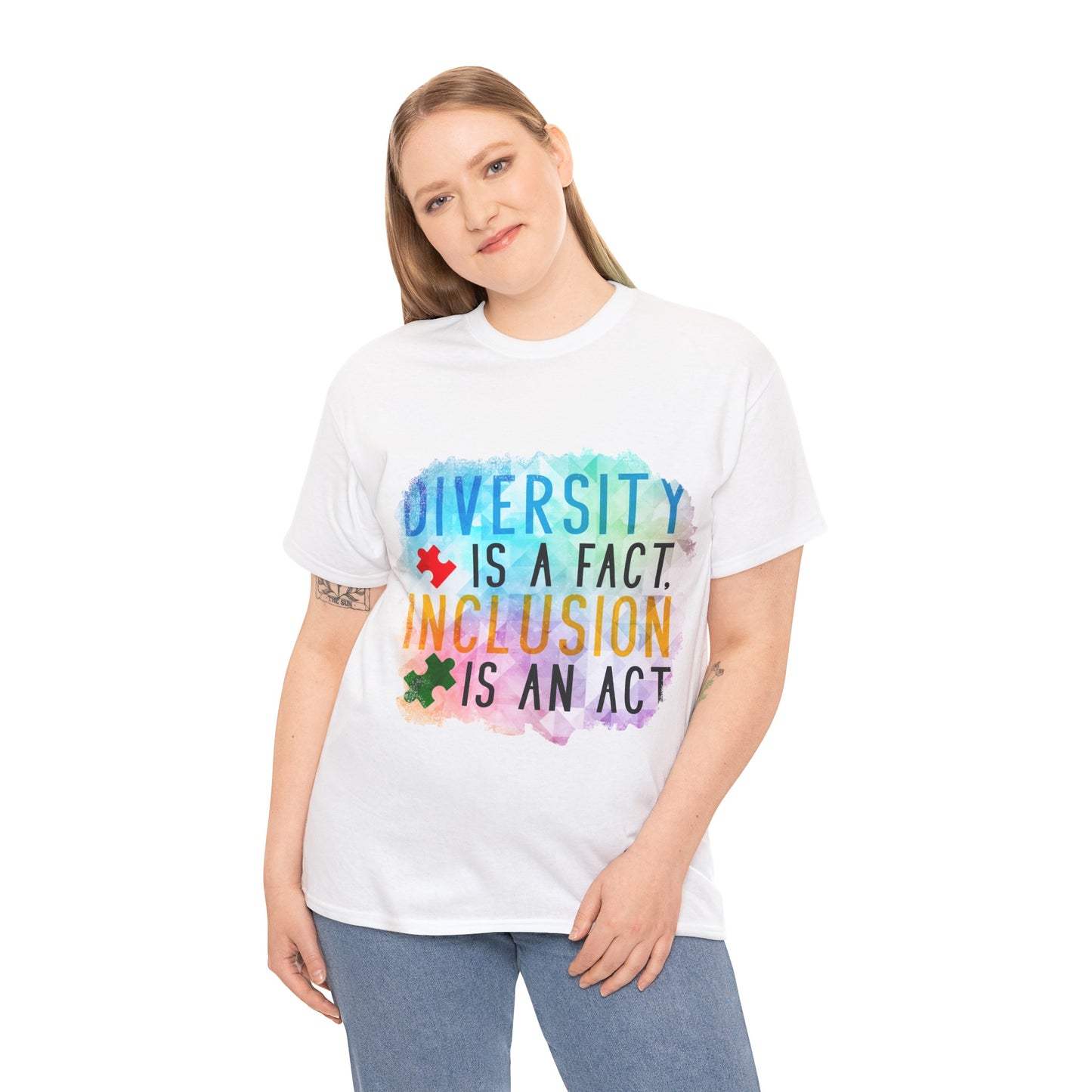 Autism Diversity is a Fact, Inclusion is an Act T-shirt Unisex Heavy Cotton