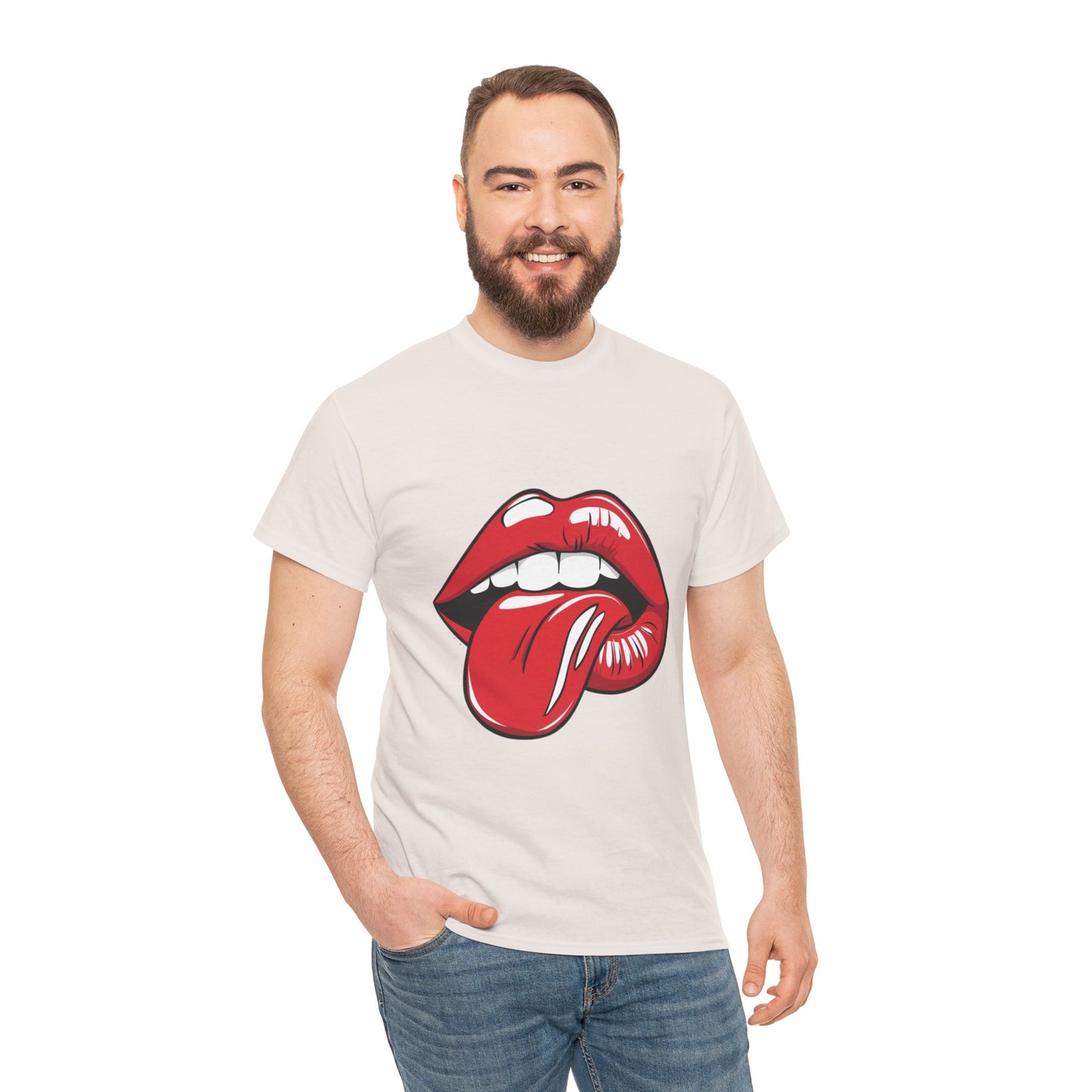 Sexy Retro PopArt Red Lips and Tounge Unisex heavy cotton Tshirt