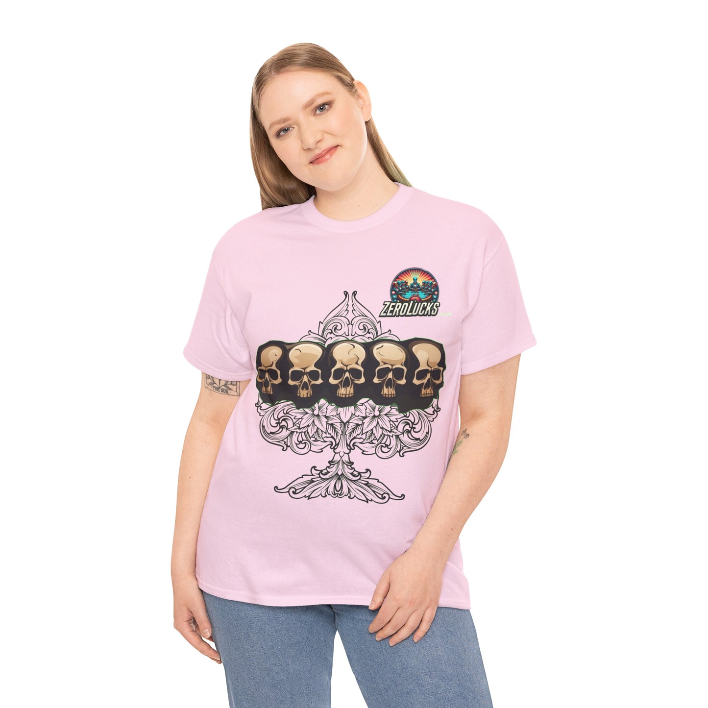 No Lucks Skulls with Spade T-shirt Unisex Heavy Cotton