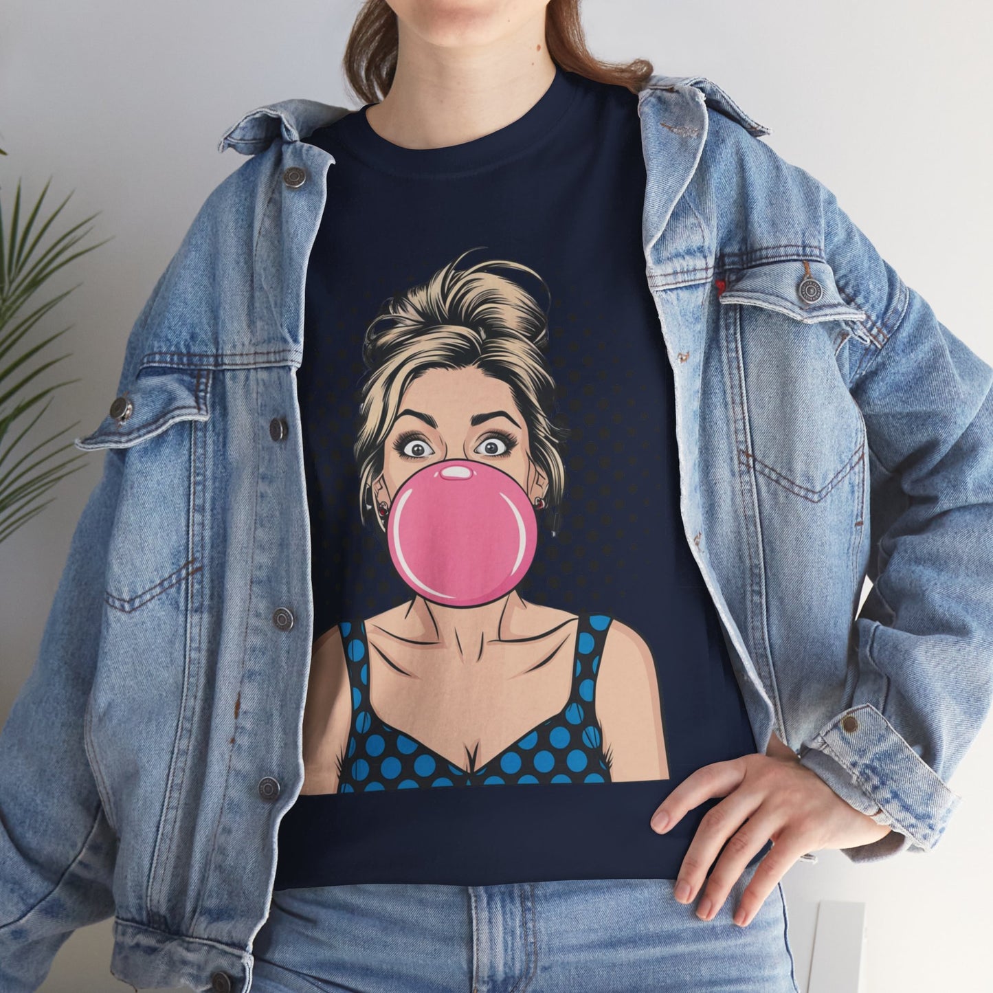 PopArt Girl Bubble Gum Bubble Tshirt unisex heavy cotton