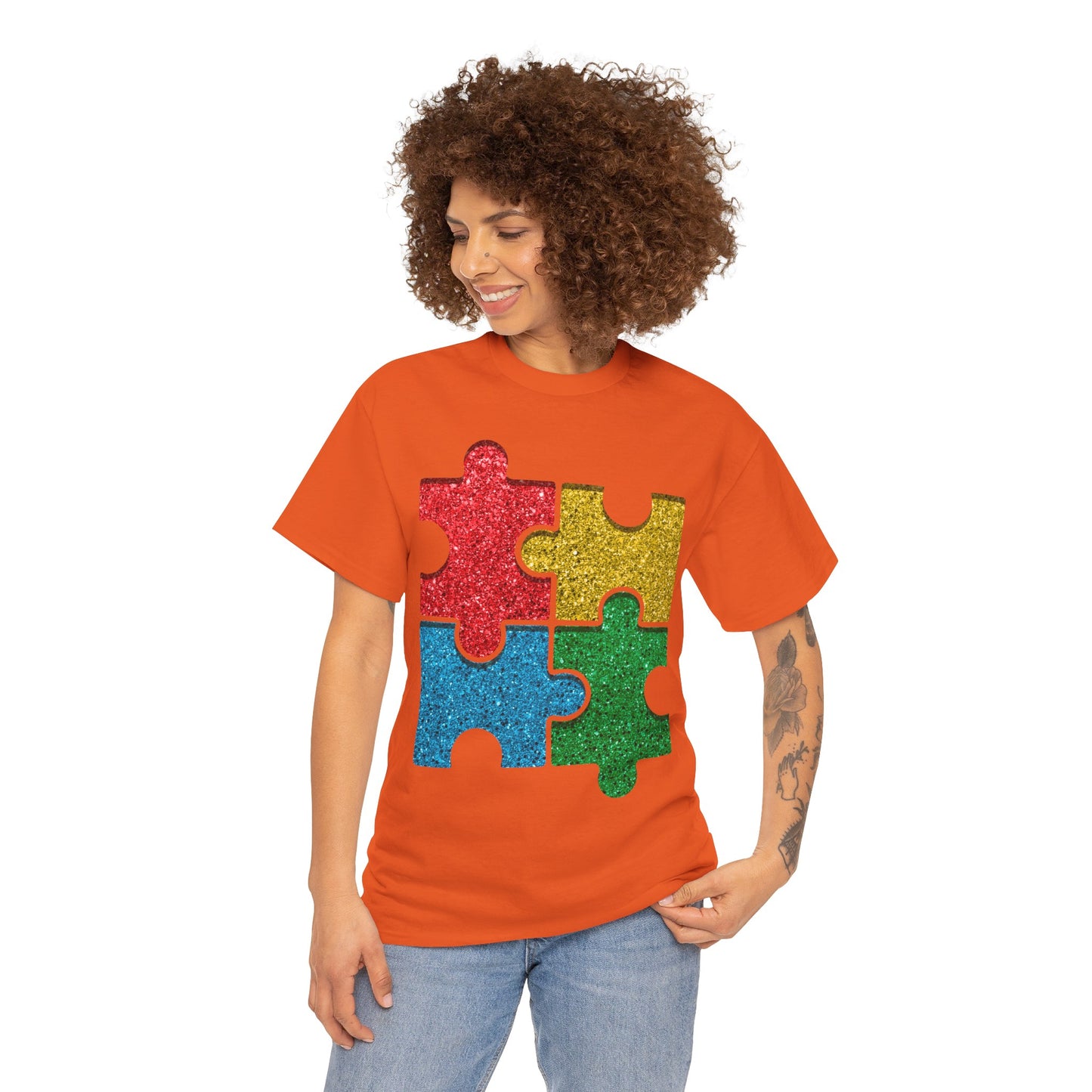 Autism Puzzle Pieces T-shirt Unisex Heavy Cotton