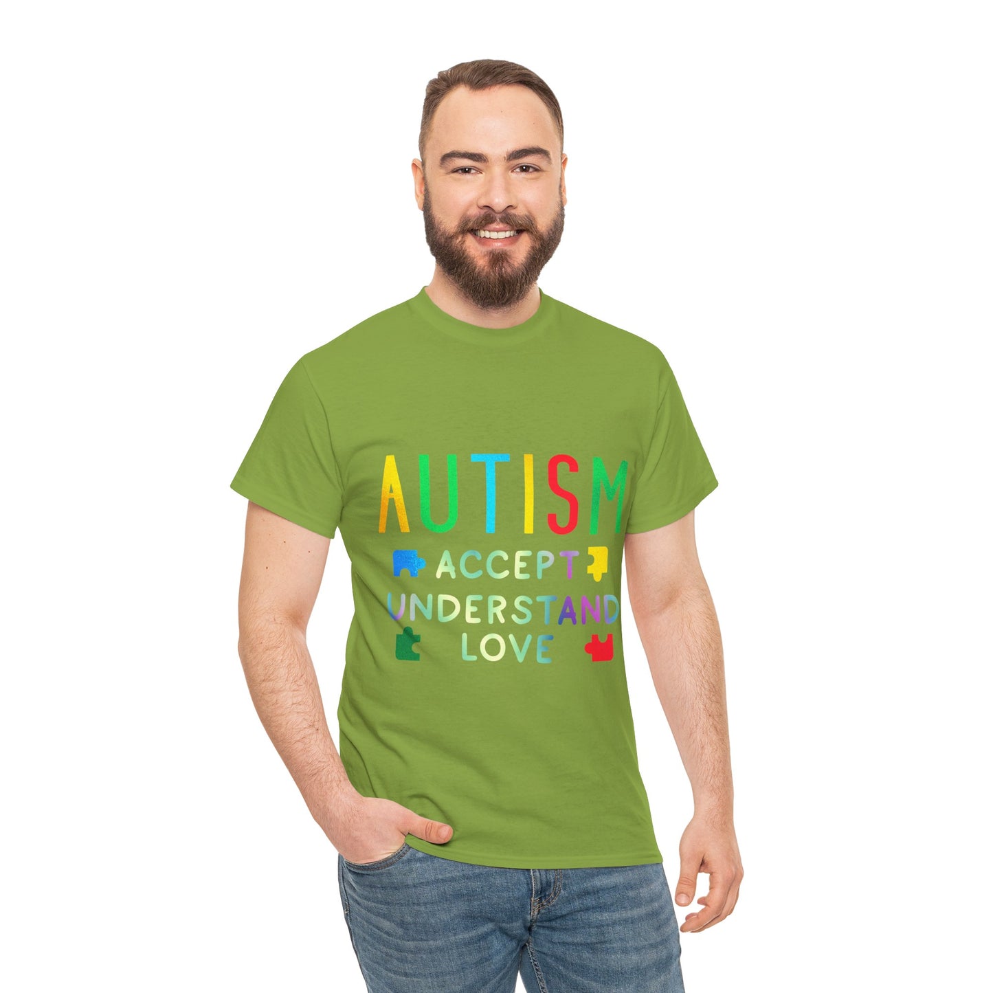 Autism ACCEPT UNDERSTAND LOVE T-shirt Unisex Heavy Cotton