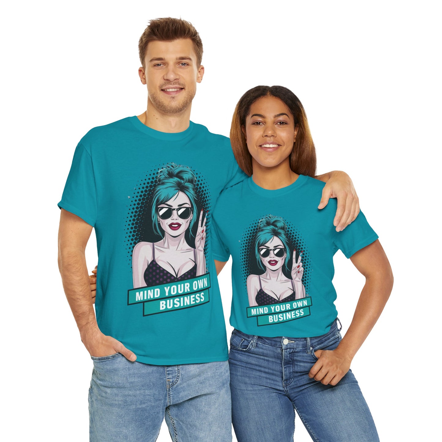 Sexy PopArt Girl Mind Your Own Business Tshirt unisex heavy cotton