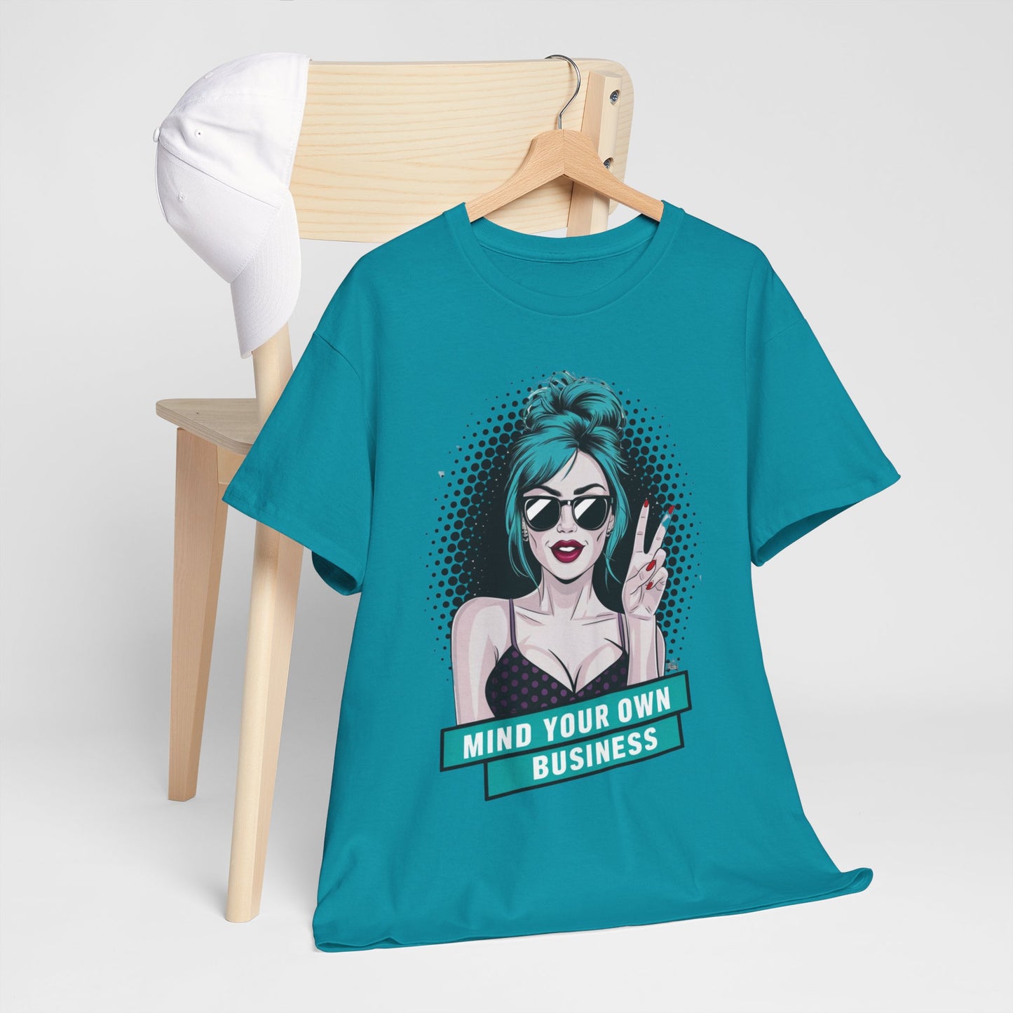 Sexy PopArt Girl Mind Your Own Business Tshirt unisex heavy cotton
