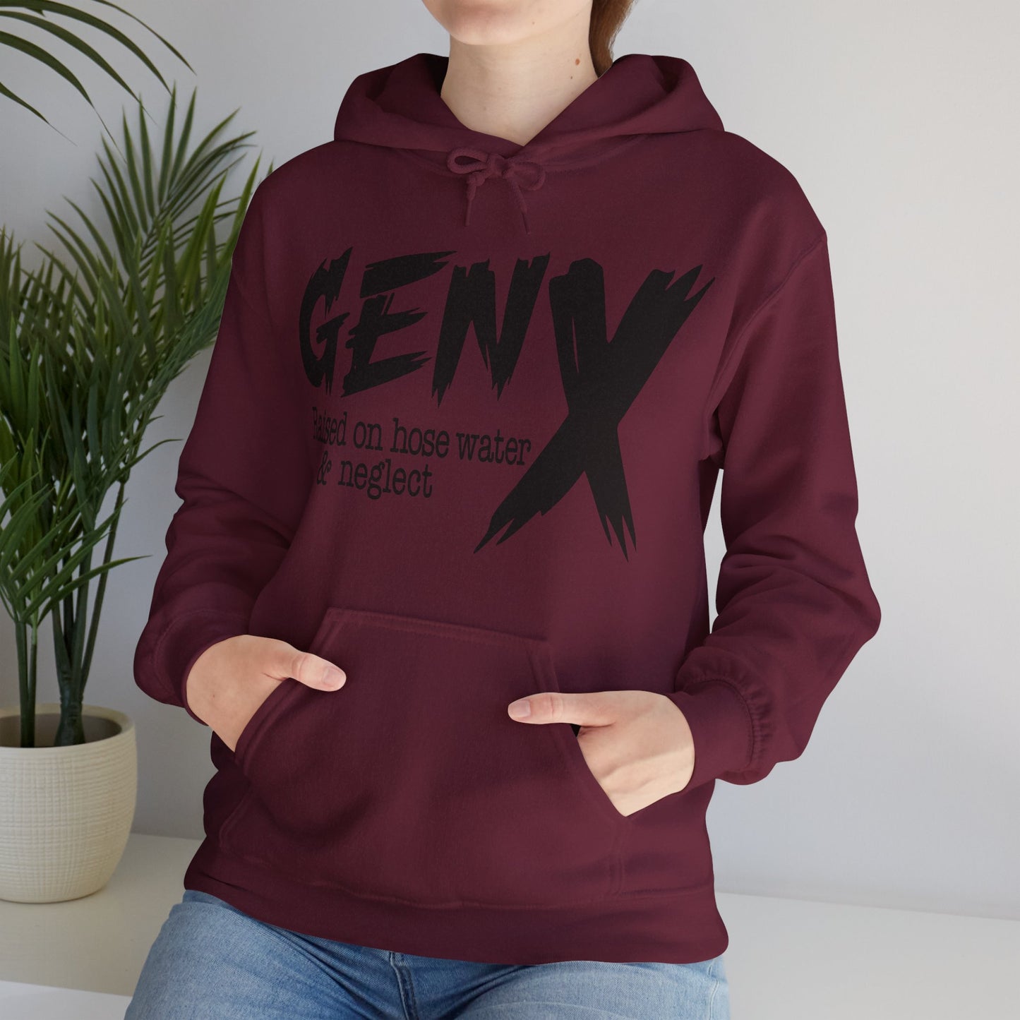 Gen X Raised on Hose Water & Neglect Front & Back Unisex Heavy Blend™ Hooded Sweatshirt