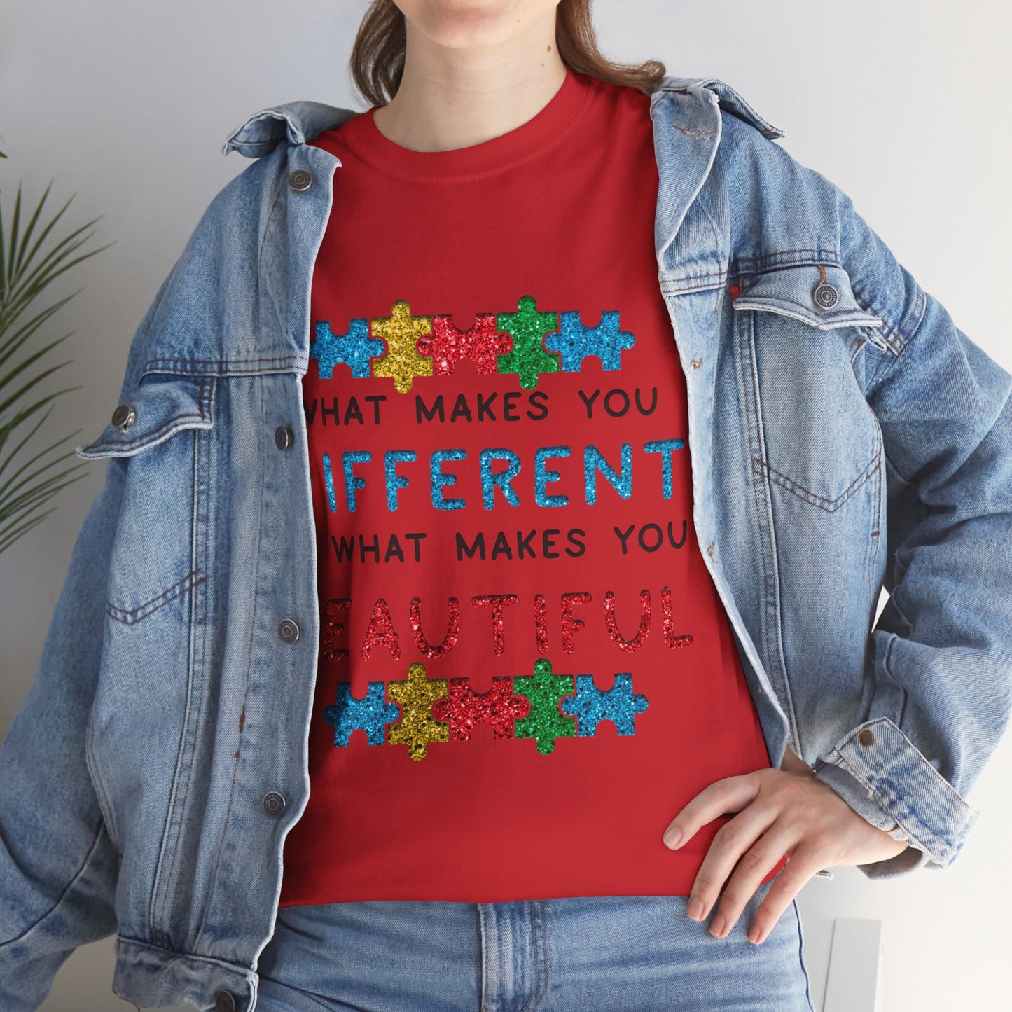 Autism WHAT MAKES YOU DIFFERENT IS WHAT MAKES YOU BEAUTIFUL T-shirt Unisex Heavy Cotton
