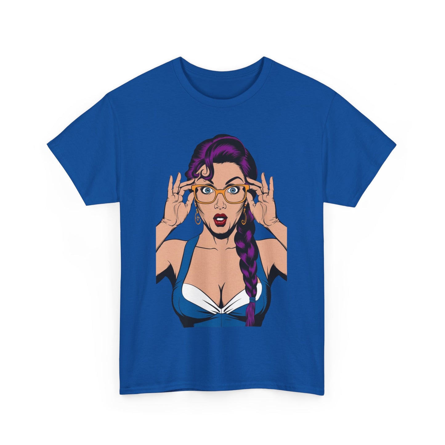 Sexy PopArt Girl Glasses and Braids Tshirt unisex heavy cotton