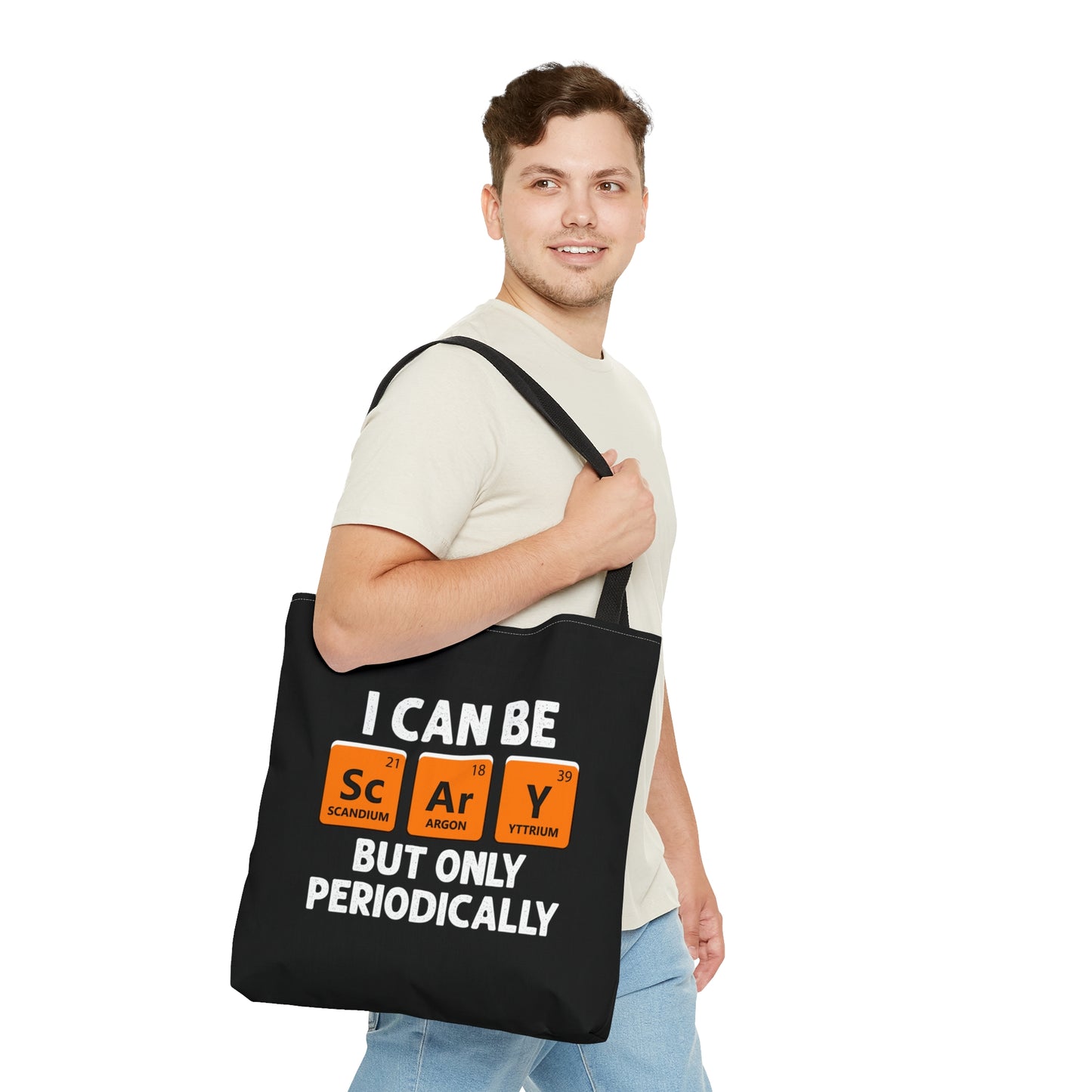 Halloween I Can Be Scary But Only Periodically Halloween Teacher Meme Unisex Tote Bag (AOP)