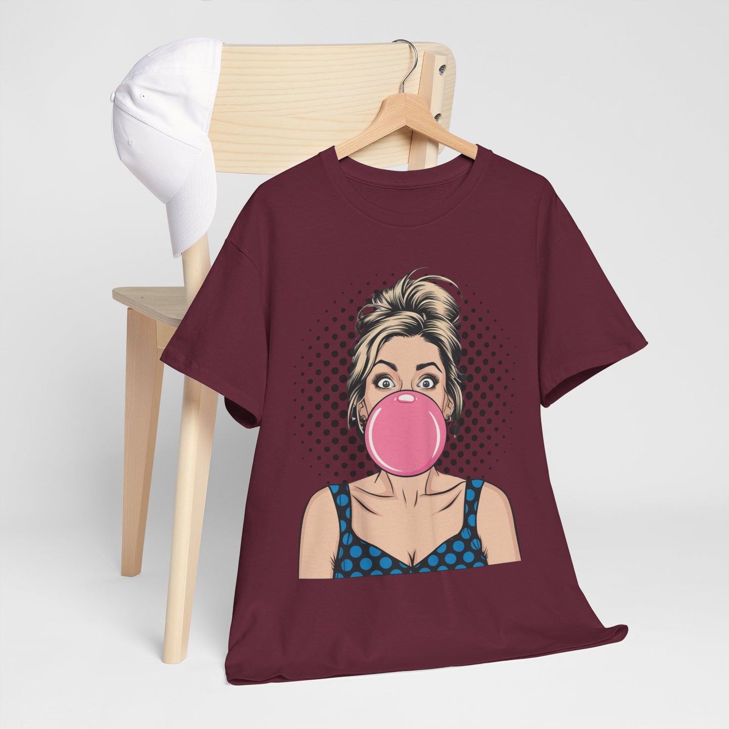 PopArt Girl Bubble Gum Bubble Tshirt unisex heavy cotton