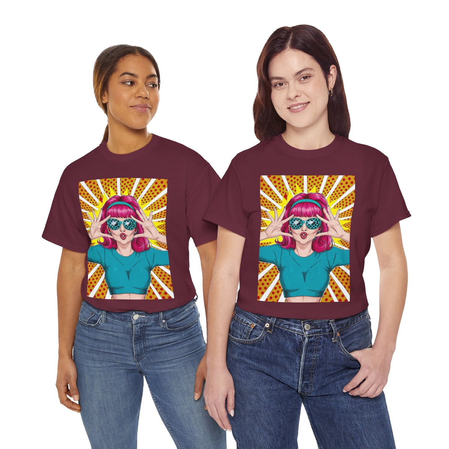 Sexy Retro PopArt Girl Vibrant Colors Unisex heavy cotton Tshirt