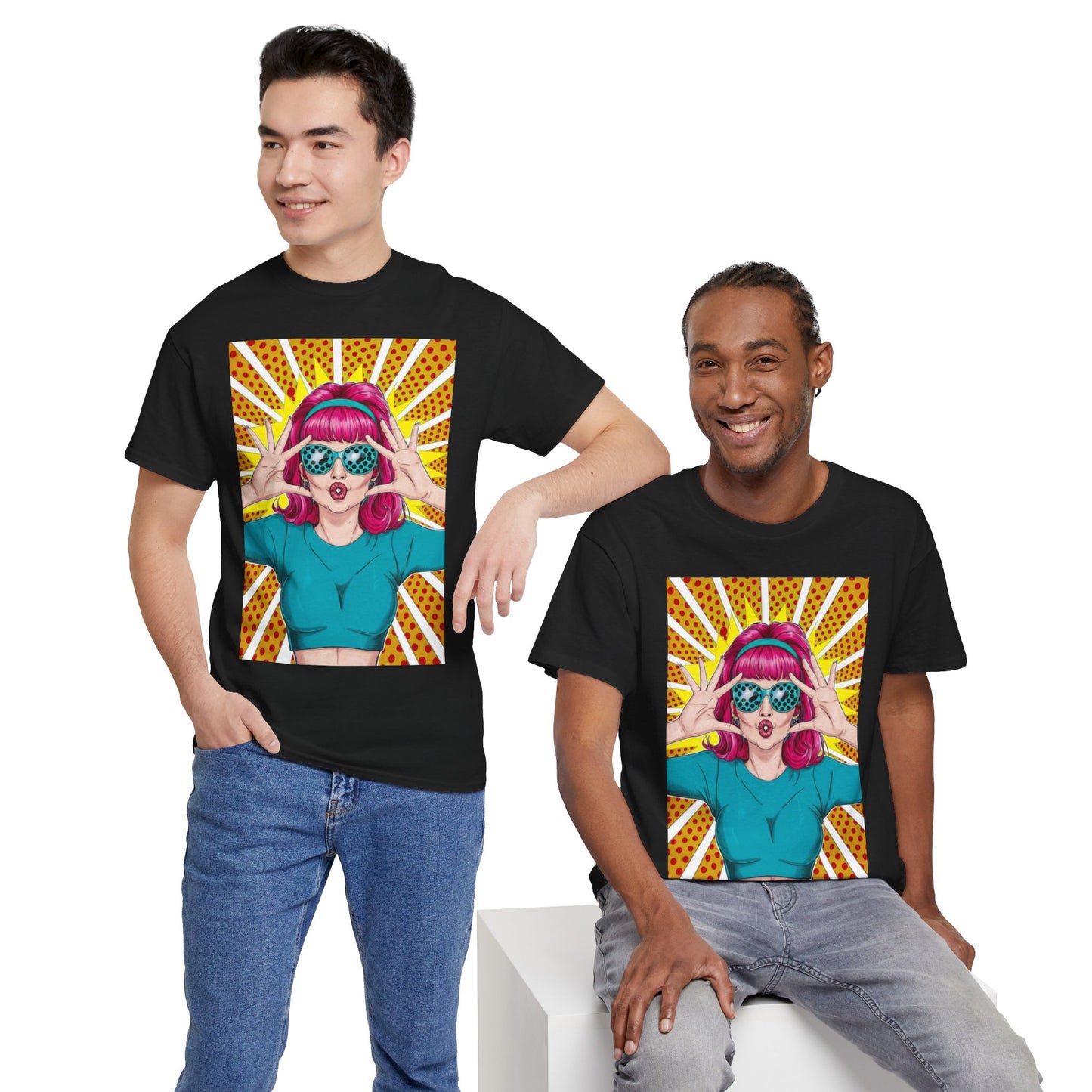 Sexy Retro PopArt Girl Vibrant Colors Unisex heavy cotton Tshirt