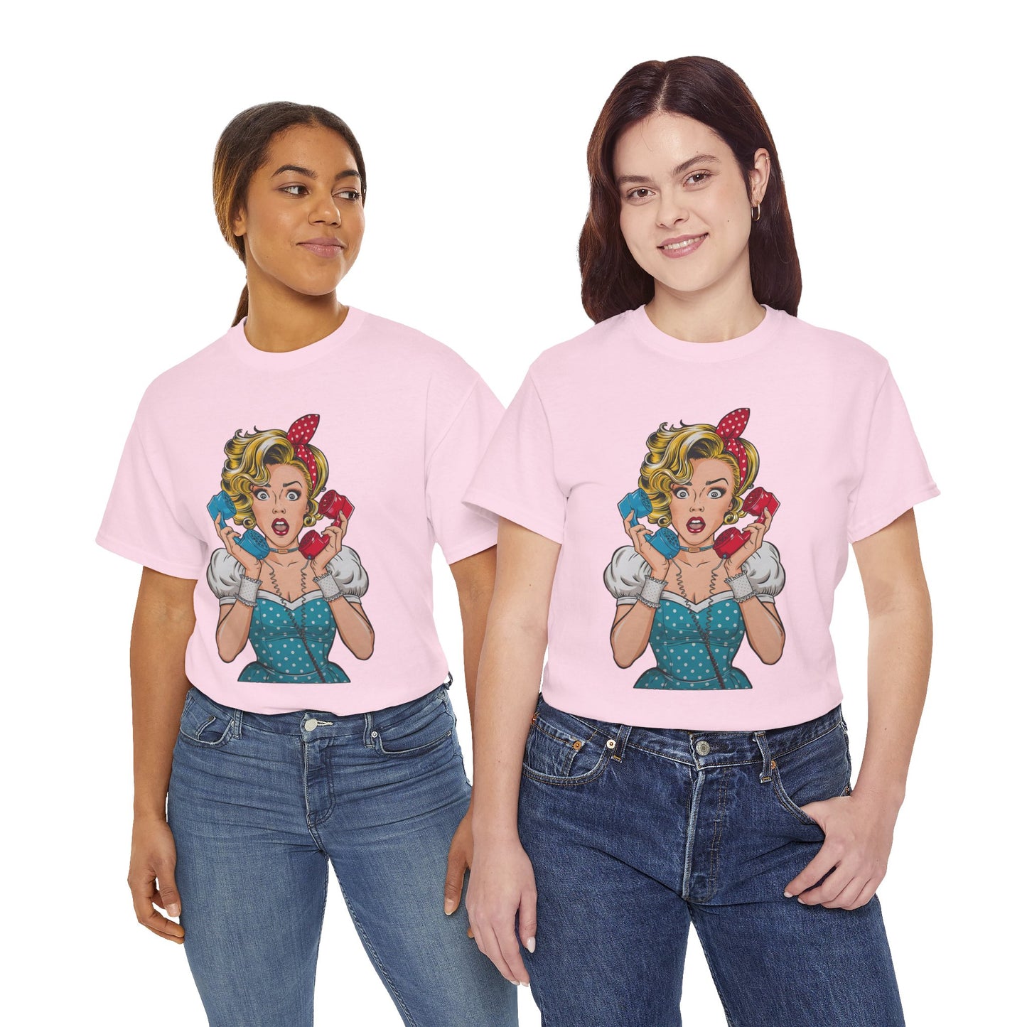 PopArt Girl on the Phone  Tshirt unisex heavy cotton