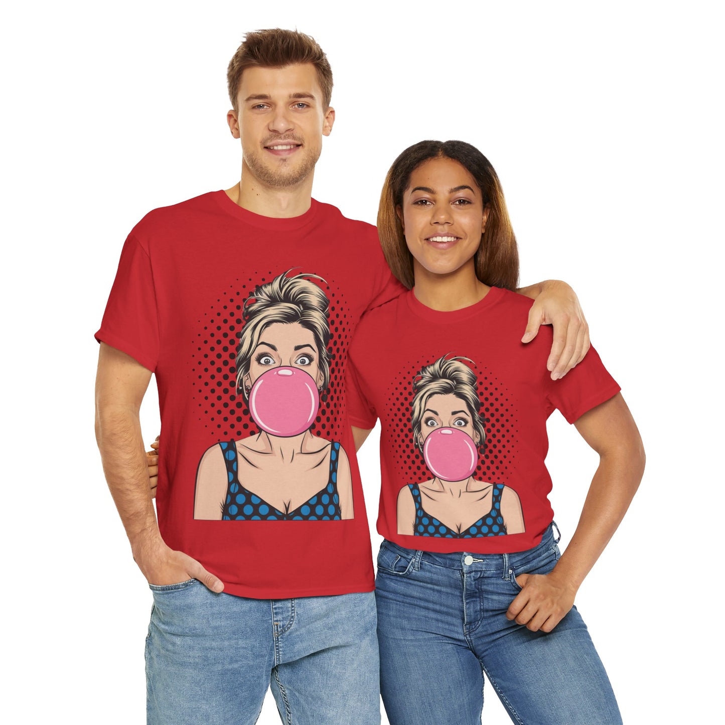 PopArt Girl Bubble Gum Bubble Tshirt unisex heavy cotton