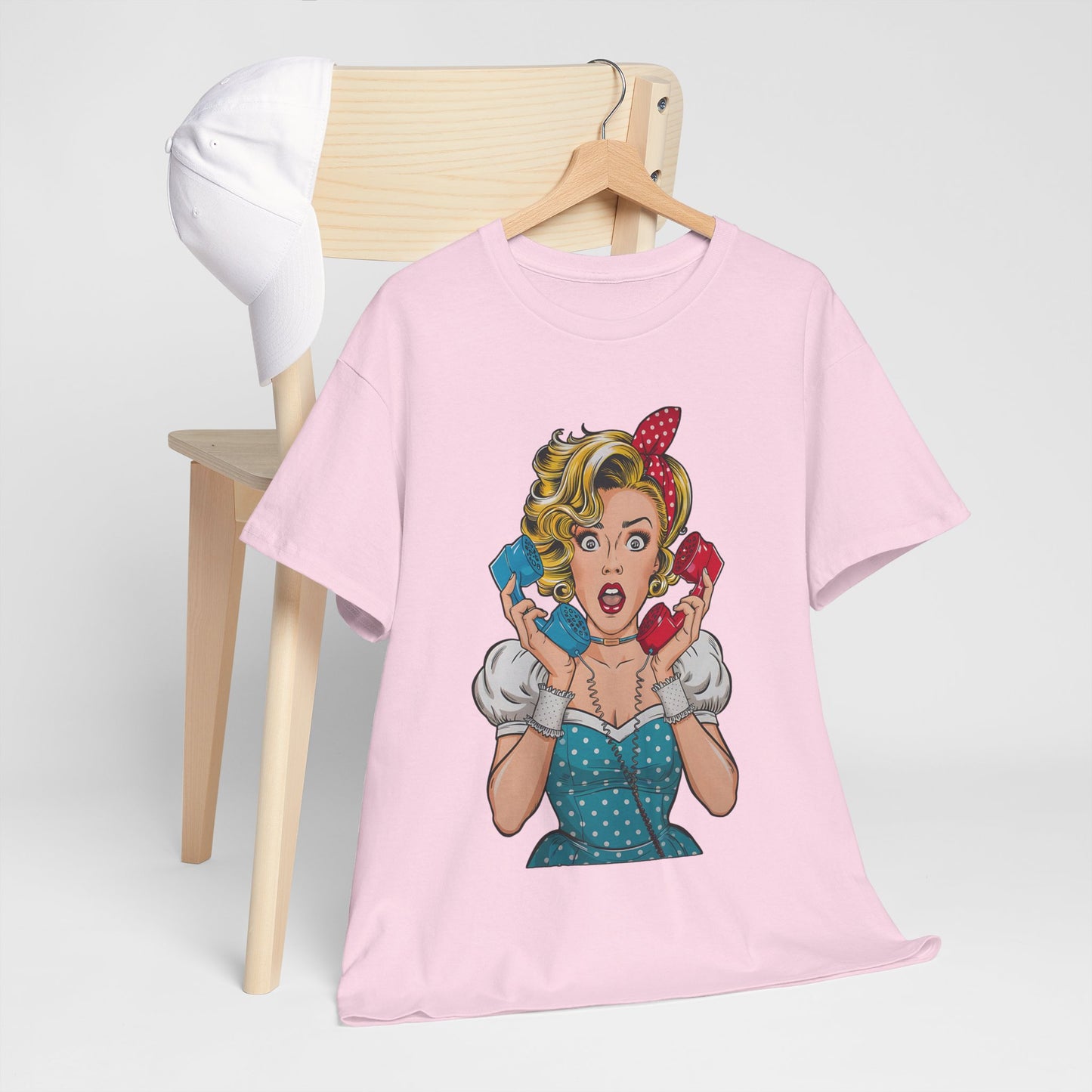 PopArt Girl on the Phone  Tshirt unisex heavy cotton