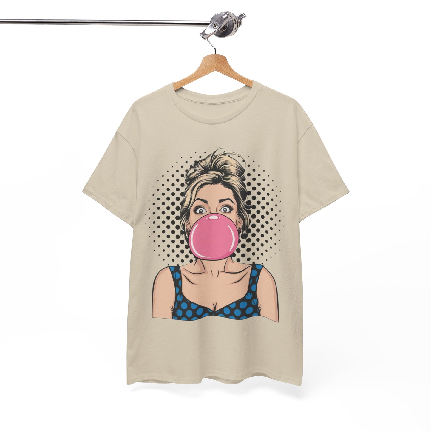 PopArt Girl Bubble Gum Bubble Tshirt unisex heavy cotton