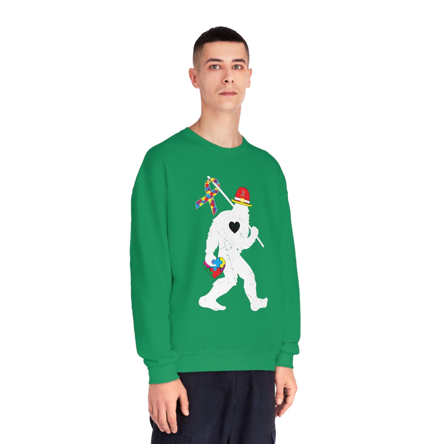 Bigfoot Heart Puzzle Piece Autism Unisex NuBlend® Crewneck Sweatshirt