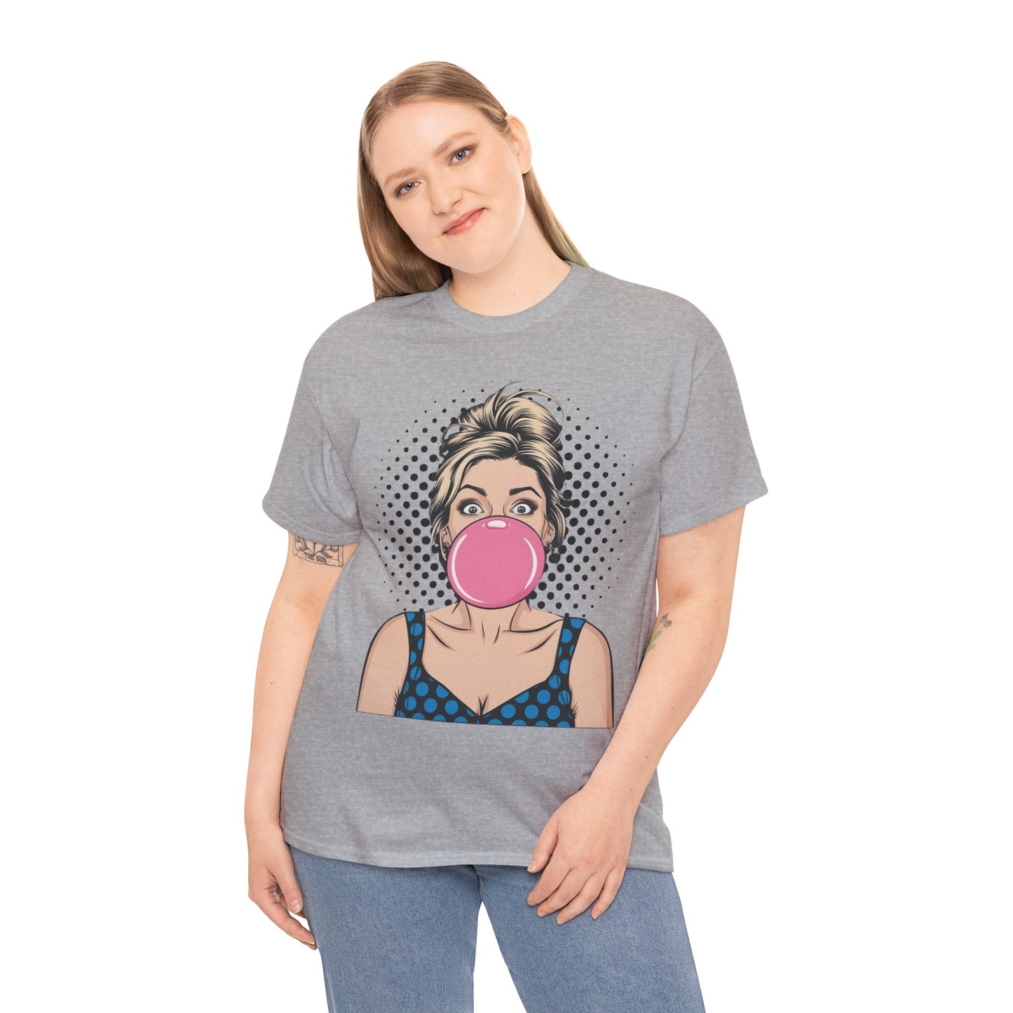 PopArt Girl Bubble Gum Bubble Tshirt unisex heavy cotton