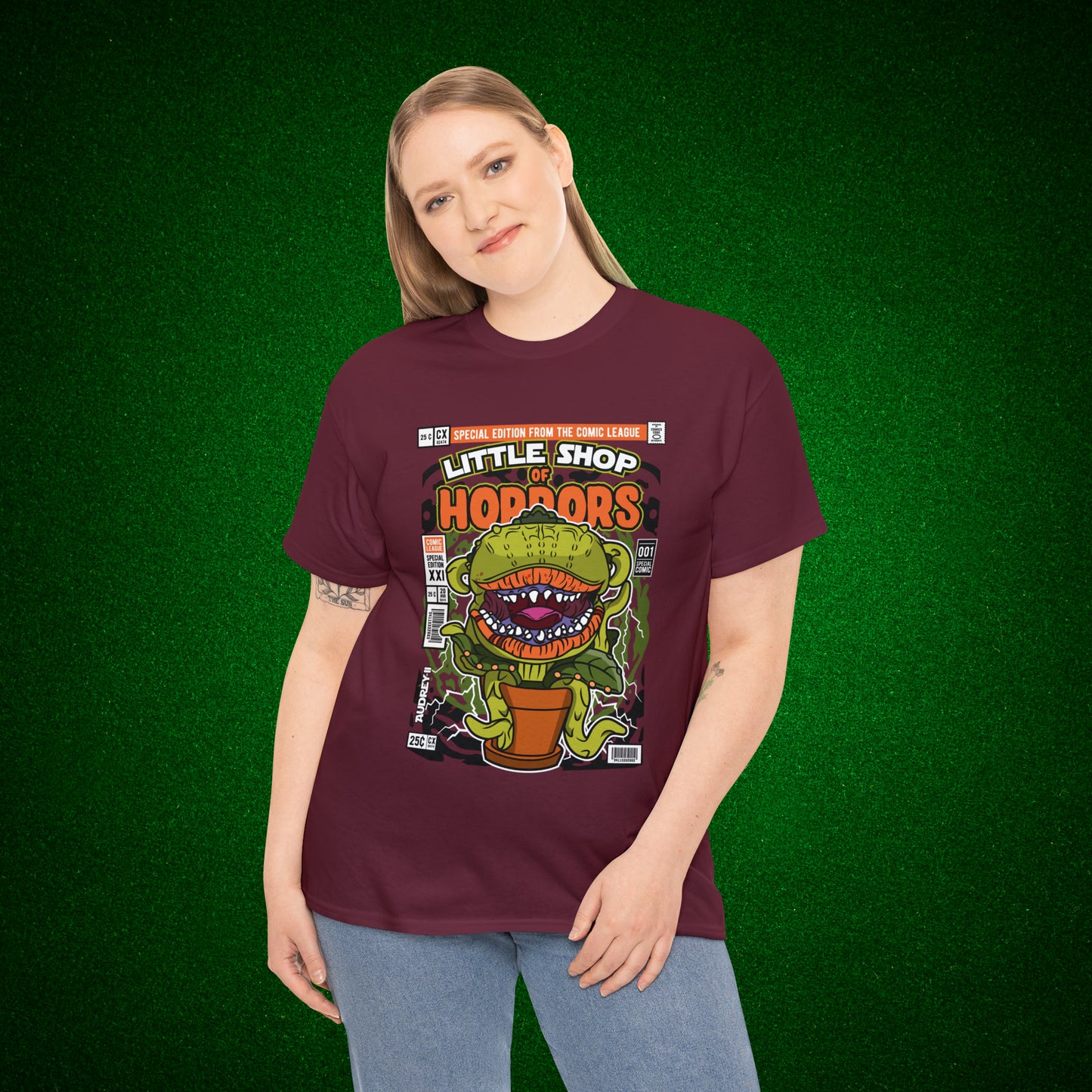 Little Shop of Horrors Audrey Pop Culture Mock Comic Cover heavy cotton T-shirt