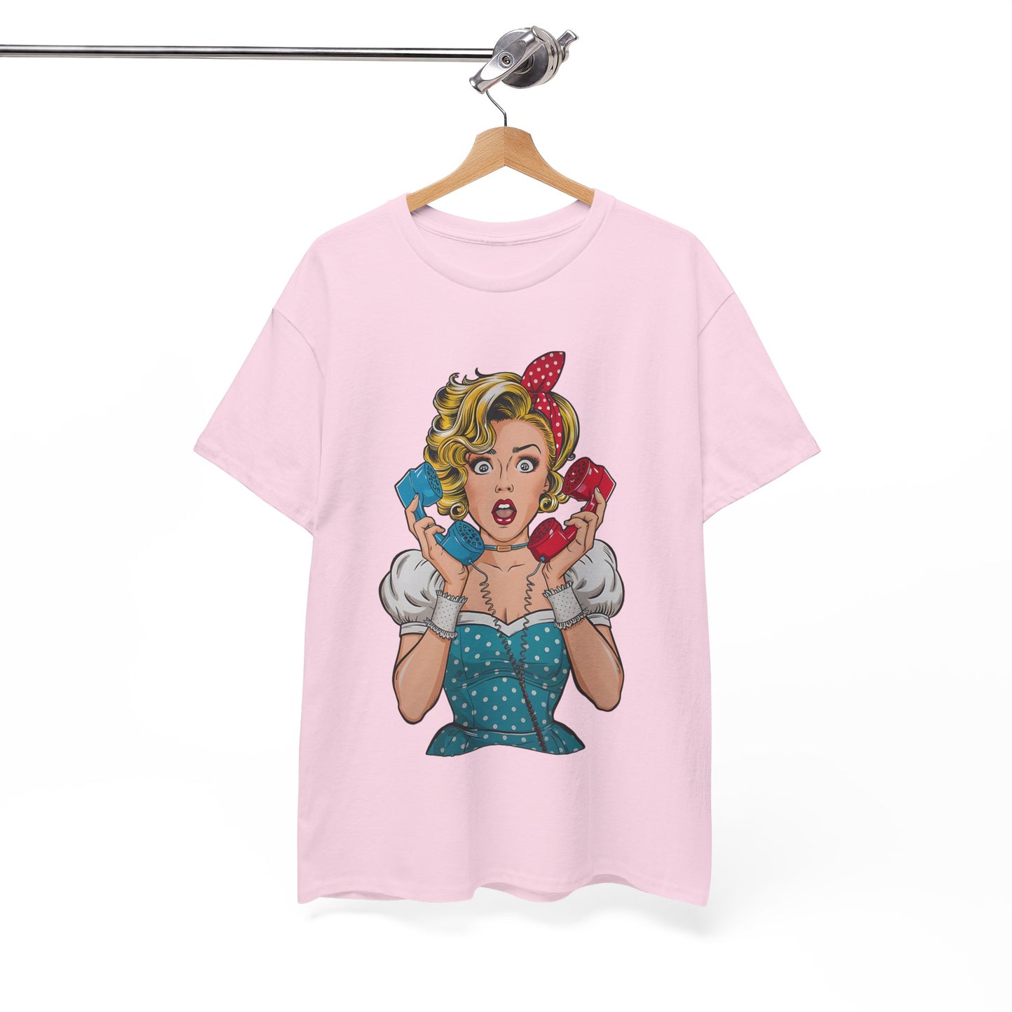 PopArt Girl on the Phone  Tshirt unisex heavy cotton