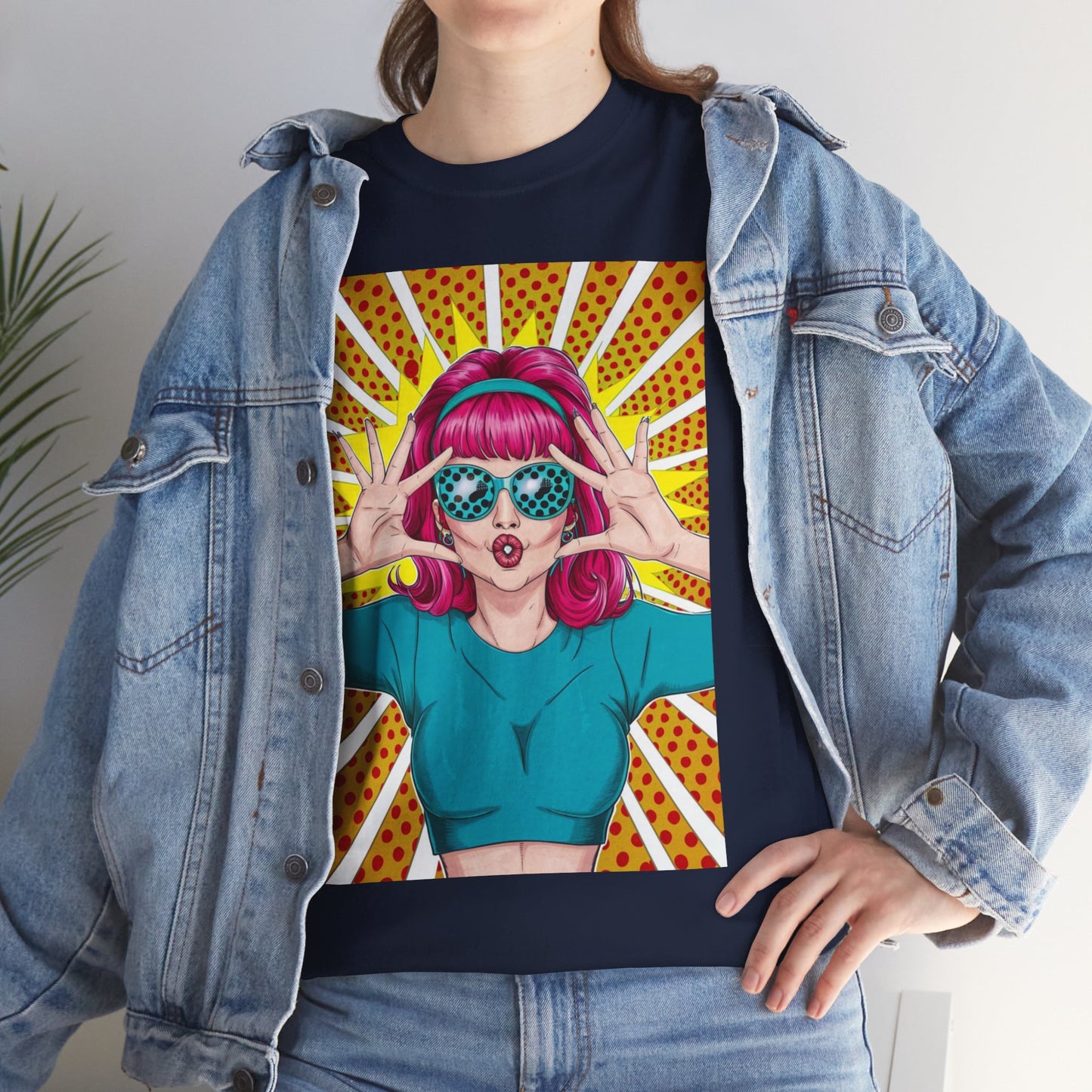 Sexy Retro PopArt Girl Vibrant Colors Unisex heavy cotton Tshirt