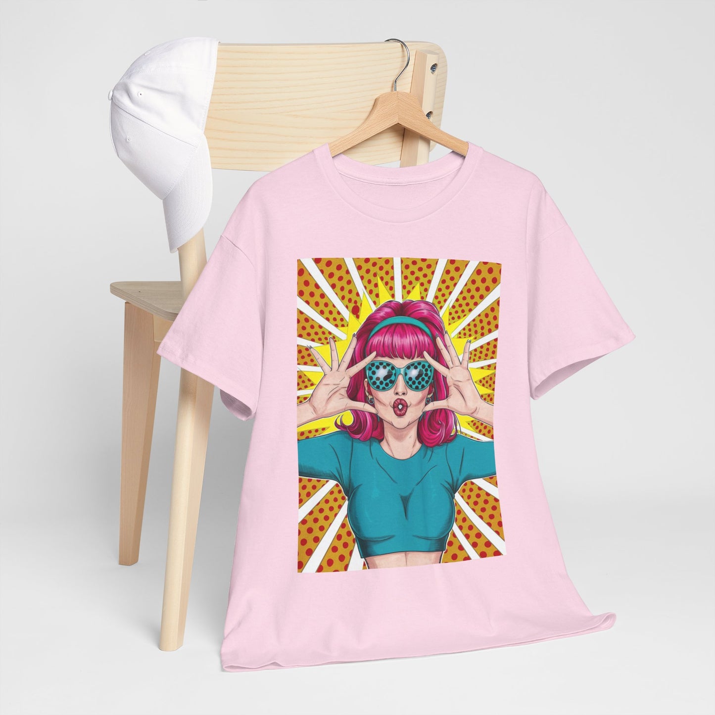 Sexy Retro PopArt Girl Vibrant Colors Unisex heavy cotton Tshirt