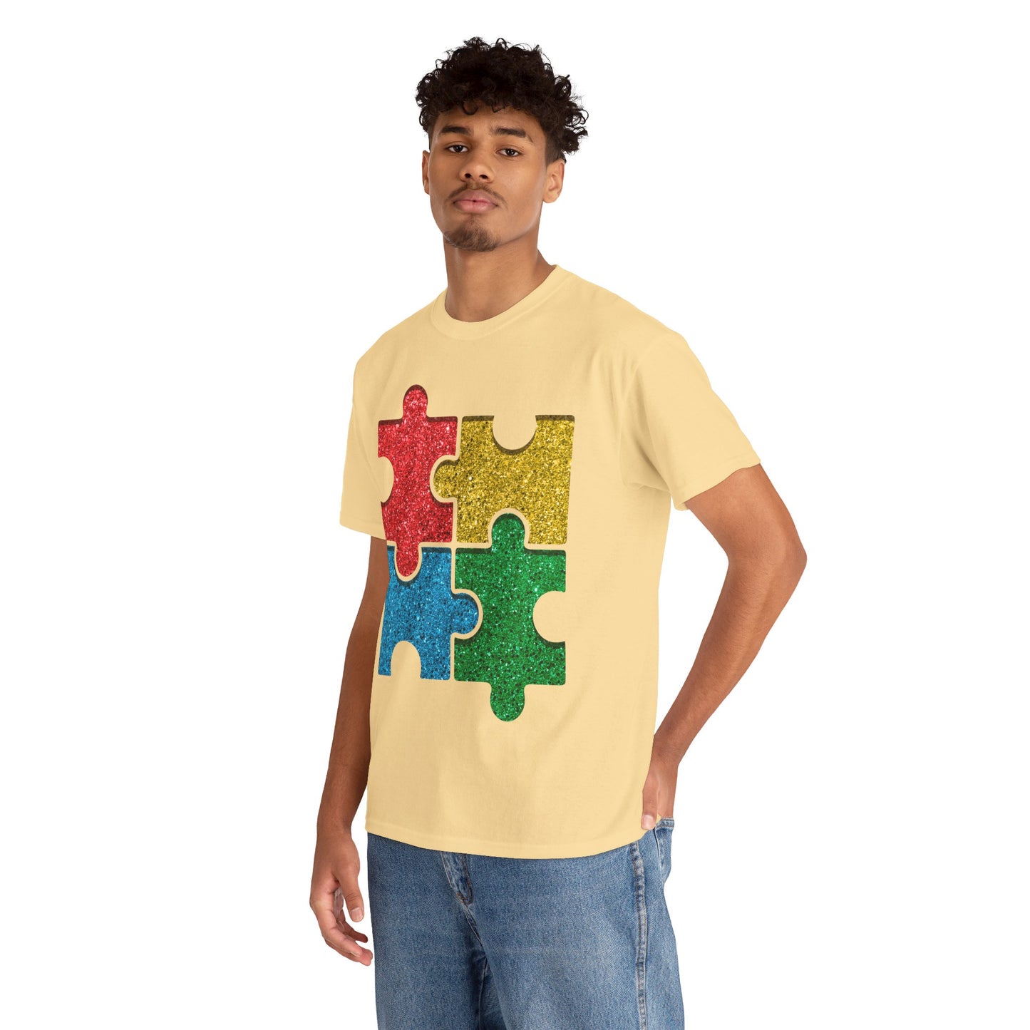 Autism Puzzle Pieces T-shirt Unisex Heavy Cotton