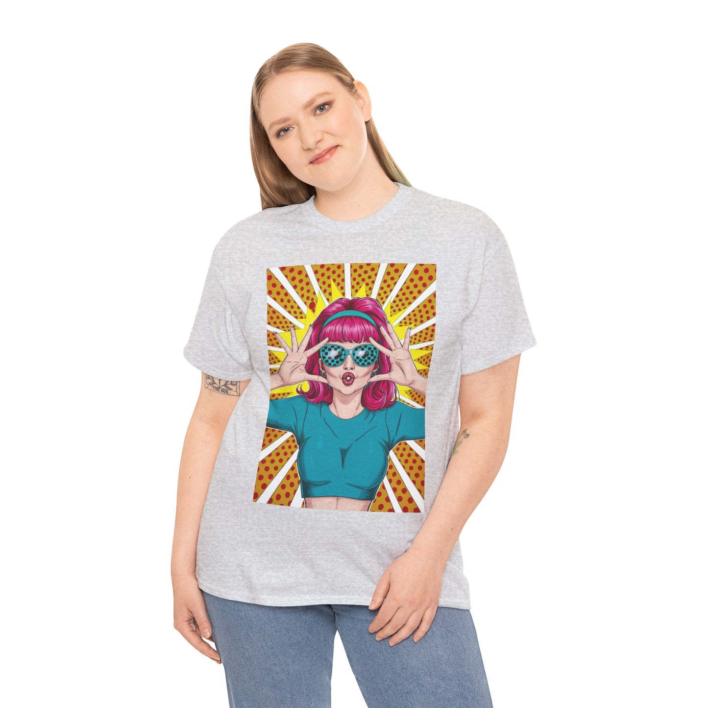 Sexy Retro PopArt Girl Vibrant Colors Unisex heavy cotton Tshirt