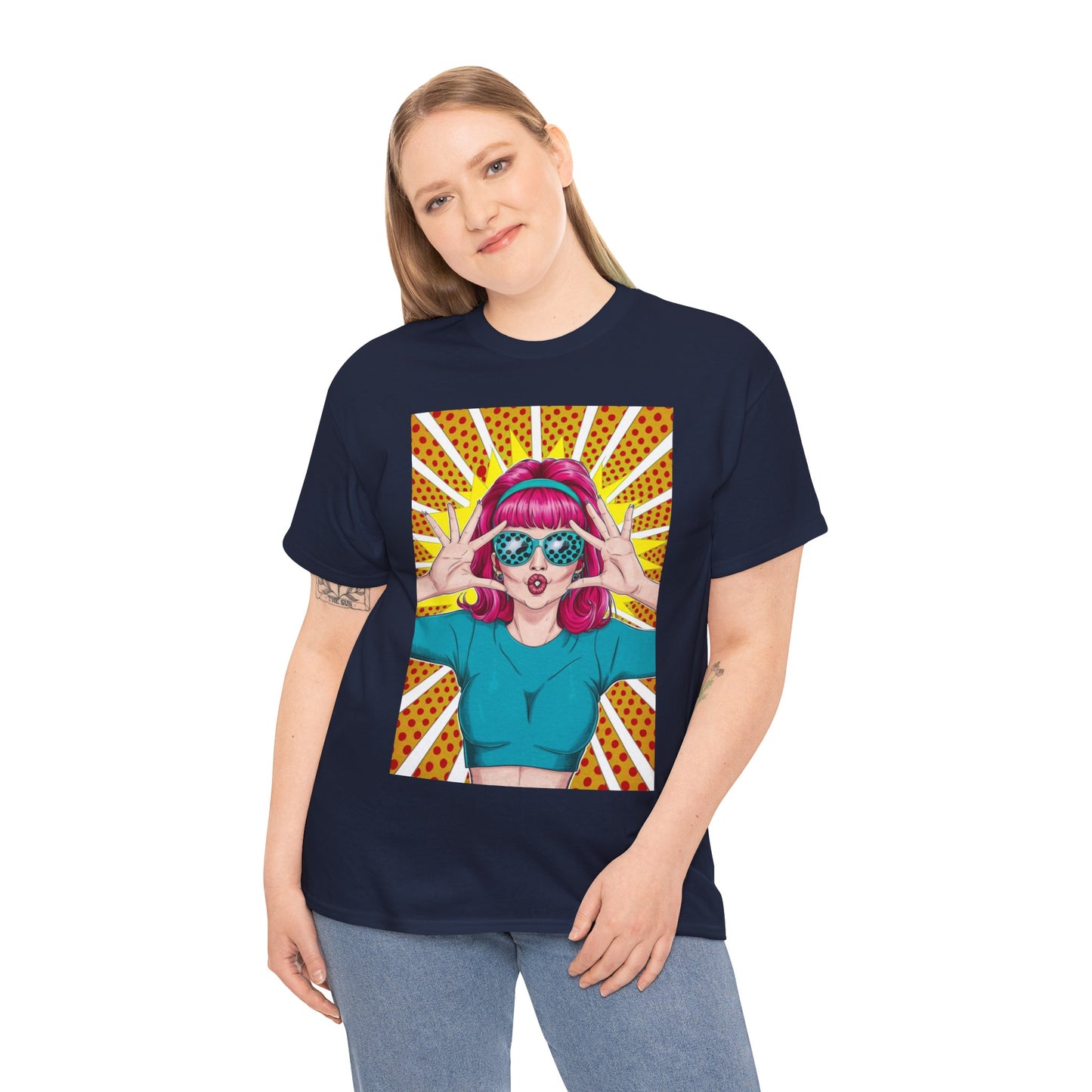 Sexy Retro PopArt Girl Vibrant Colors Unisex heavy cotton Tshirt