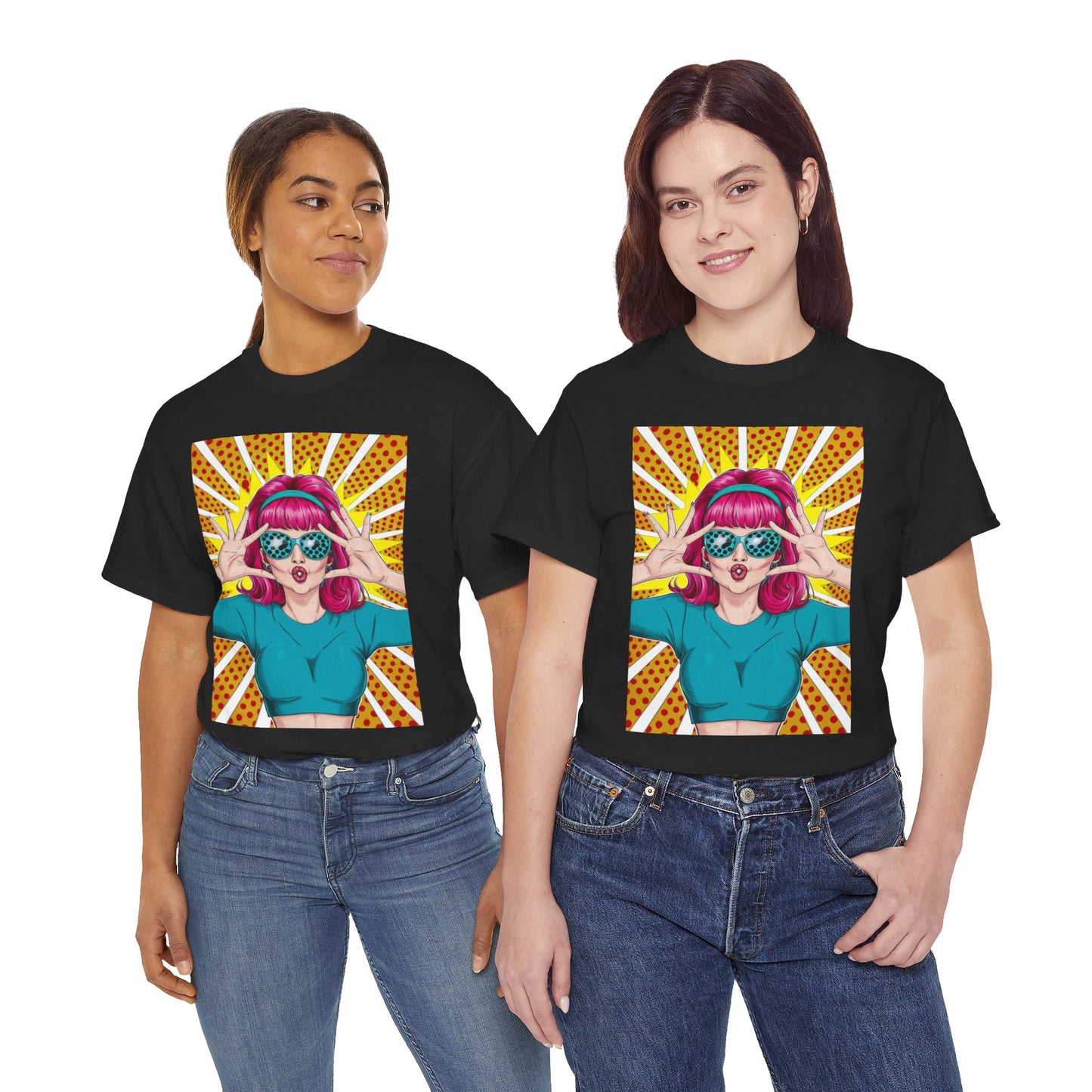 Sexy Retro PopArt Girl Vibrant Colors Unisex heavy cotton Tshirt