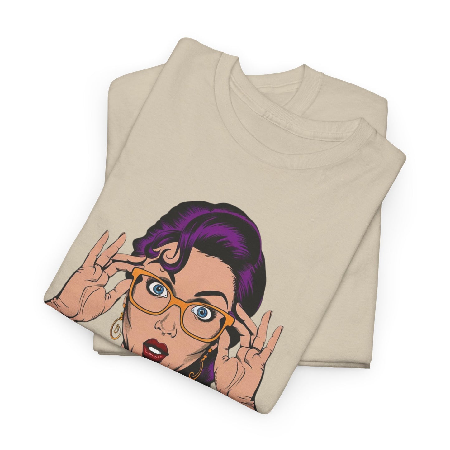 Sexy PopArt Girl Glasses and Braids Tshirt unisex heavy cotton