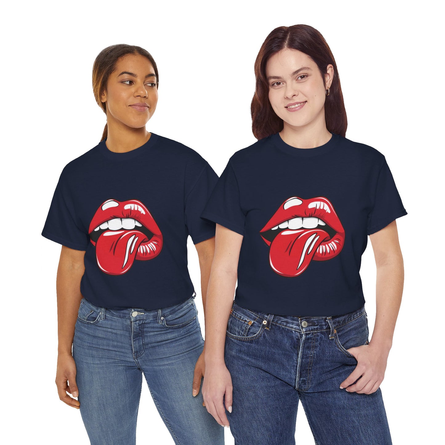 Sexy Retro PopArt Red Lips and Tounge Unisex heavy cotton Tshirt