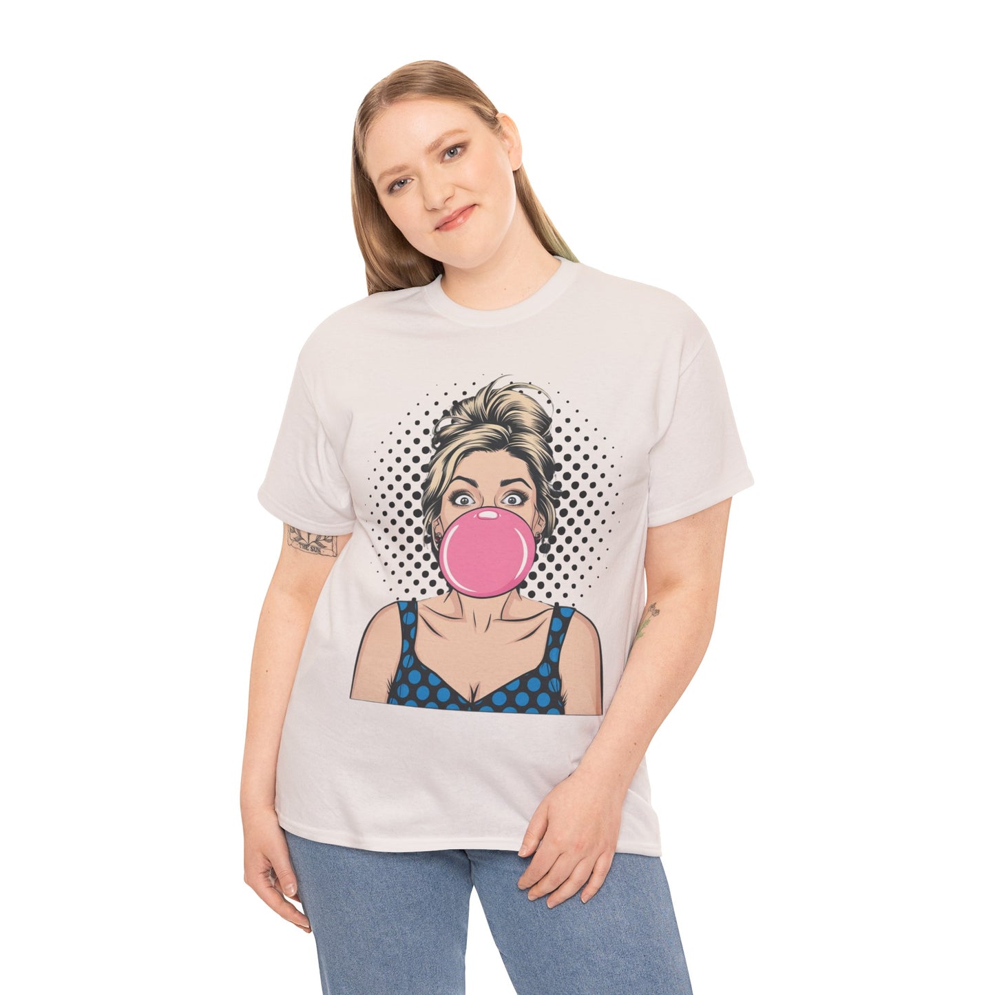 PopArt Girl Bubble Gum Bubble Tshirt unisex heavy cotton