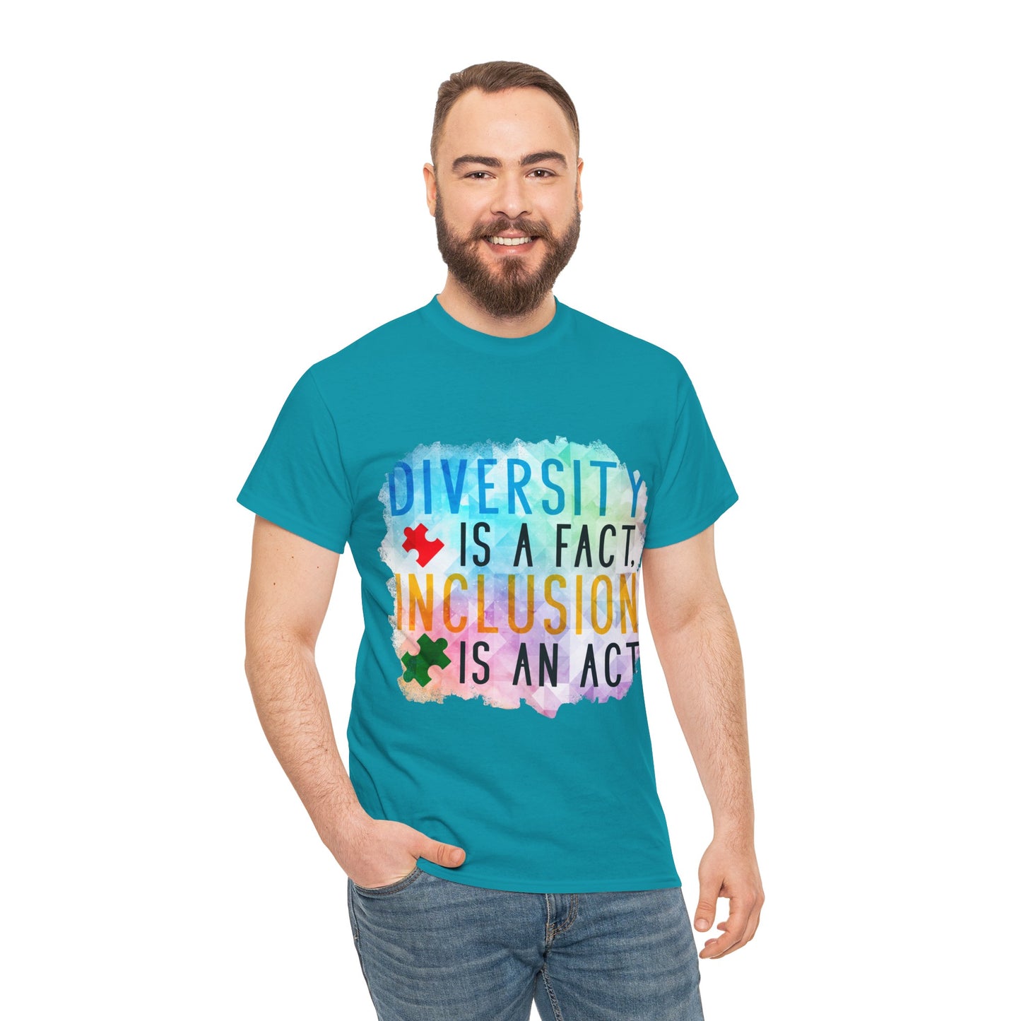 Autism Diversity is a Fact, Inclusion is an Act T-shirt Unisex Heavy Cotton