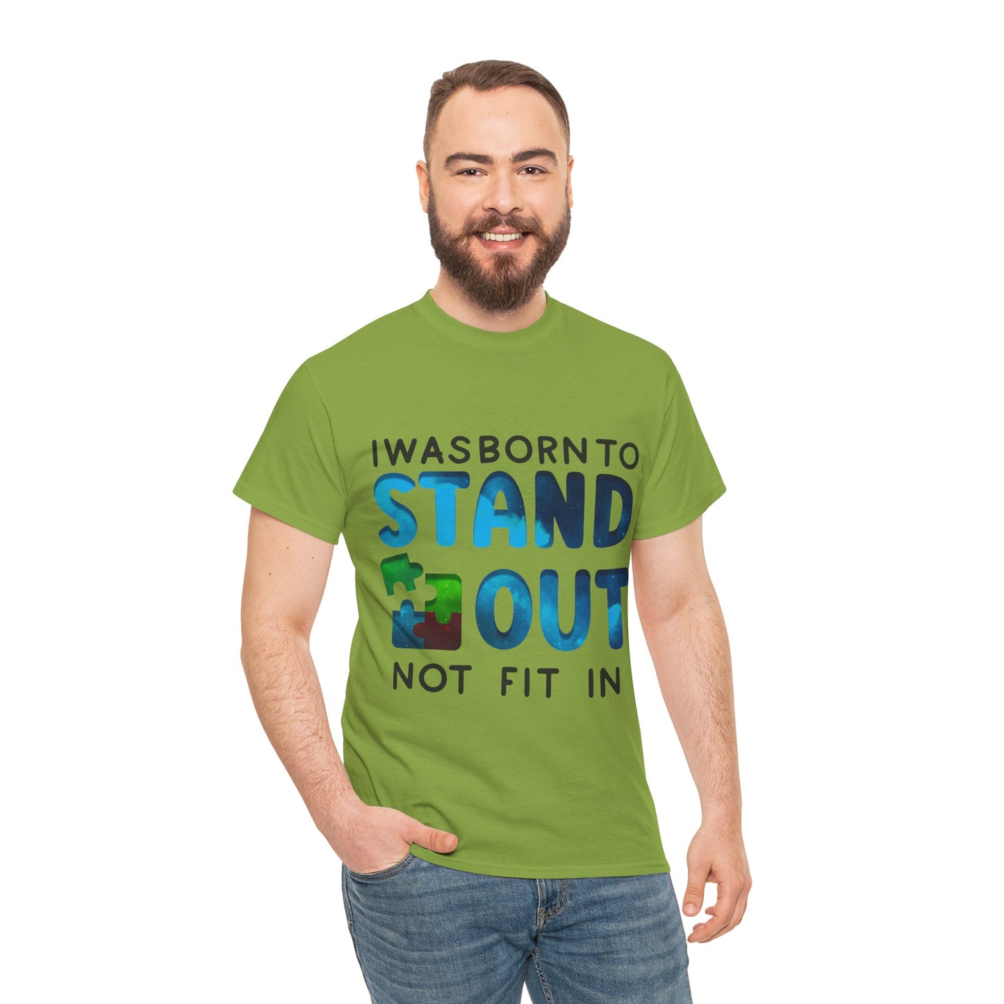 Autism I was Born To Stand Out T-shirt Unisex Heavy Cotton